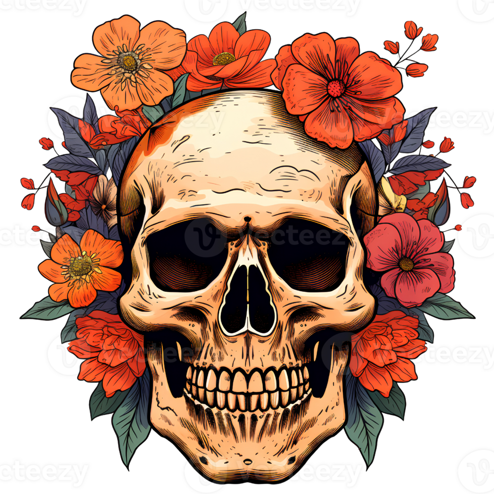 skull vintage ghost halloween ai generative png