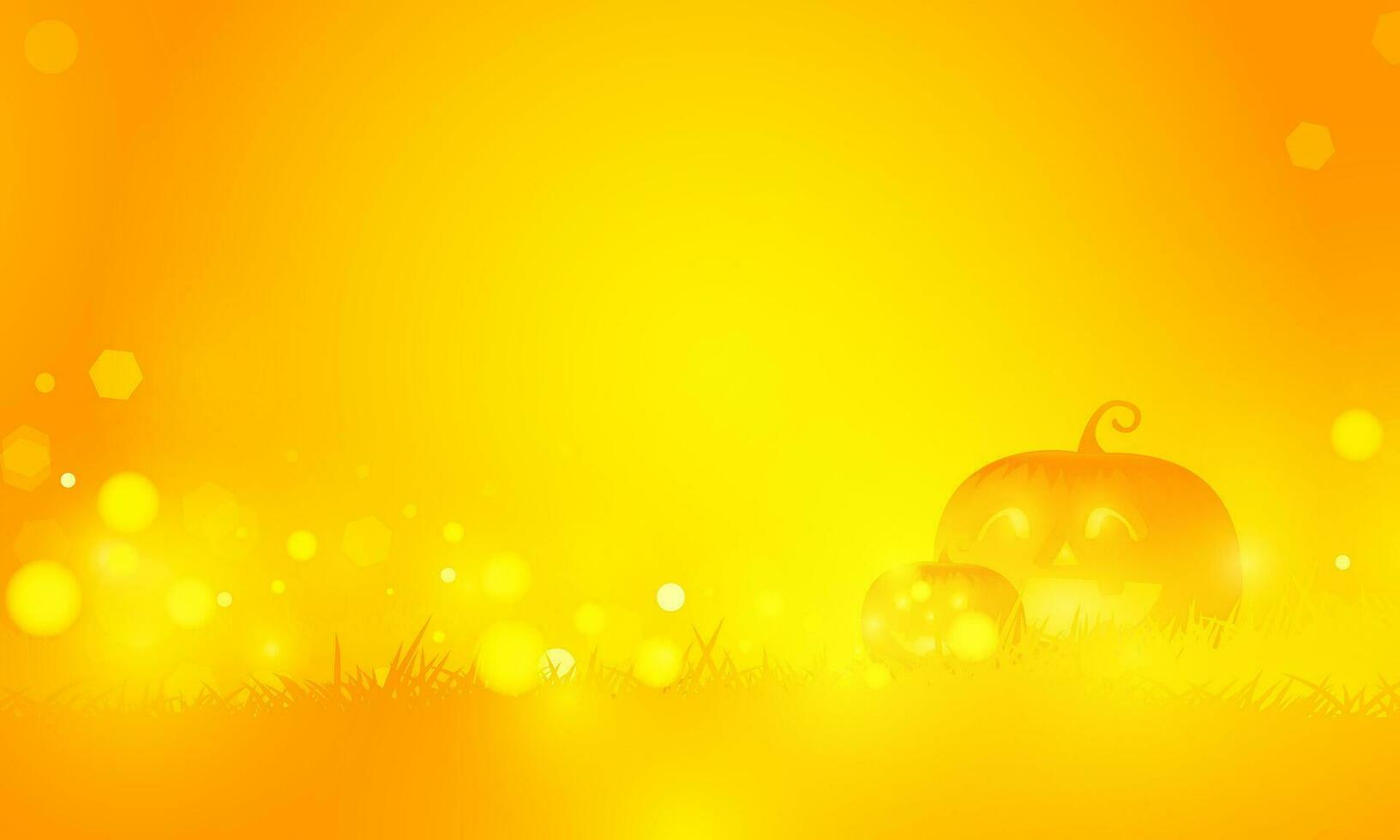 Abstract bokeh Light gold color with soft light orange background for Dark Cute halloween pumpkins vector magic holiday poster design.