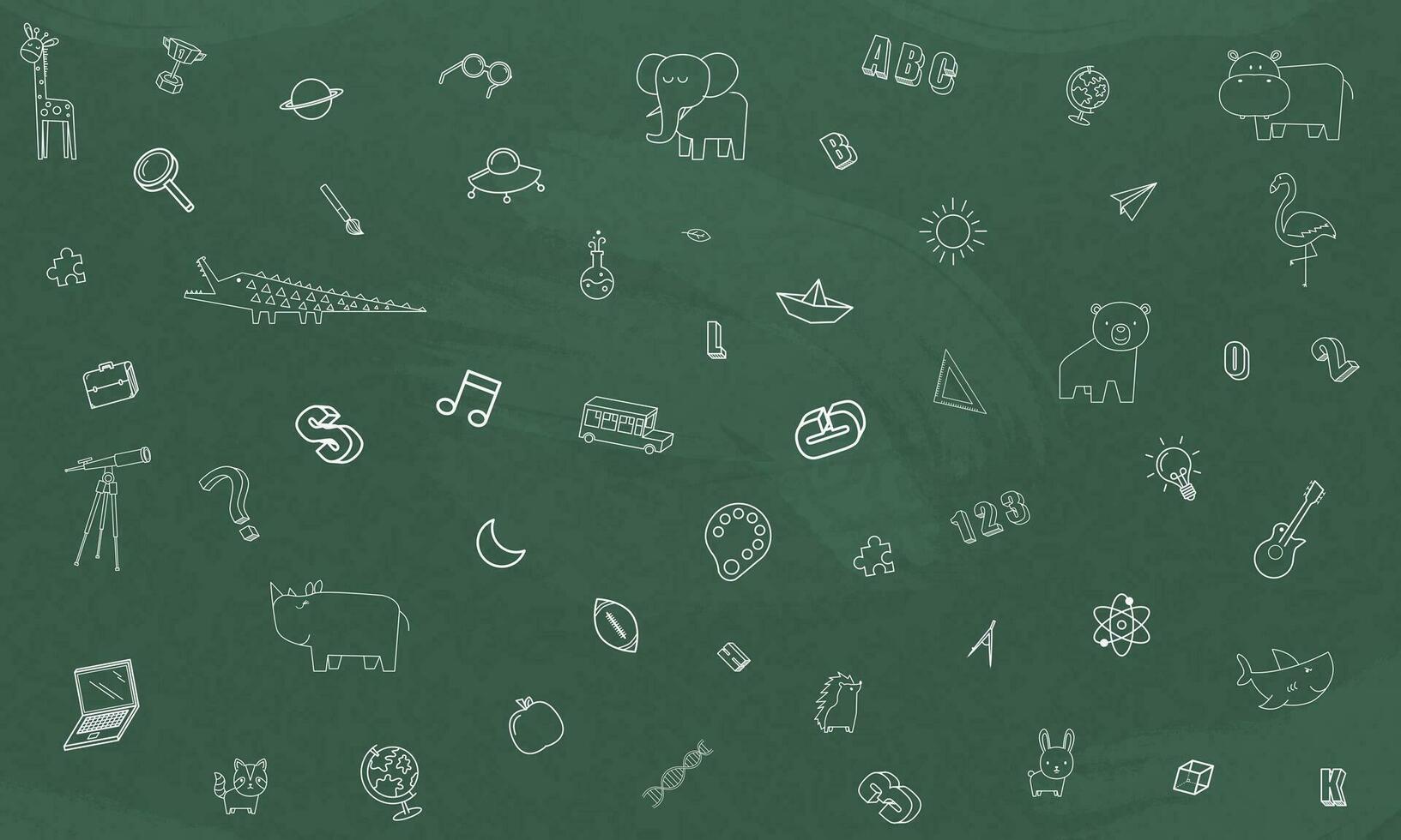 Concept of Education Home School background chalkboard with different stuff. Welcome back to school design vector. vector