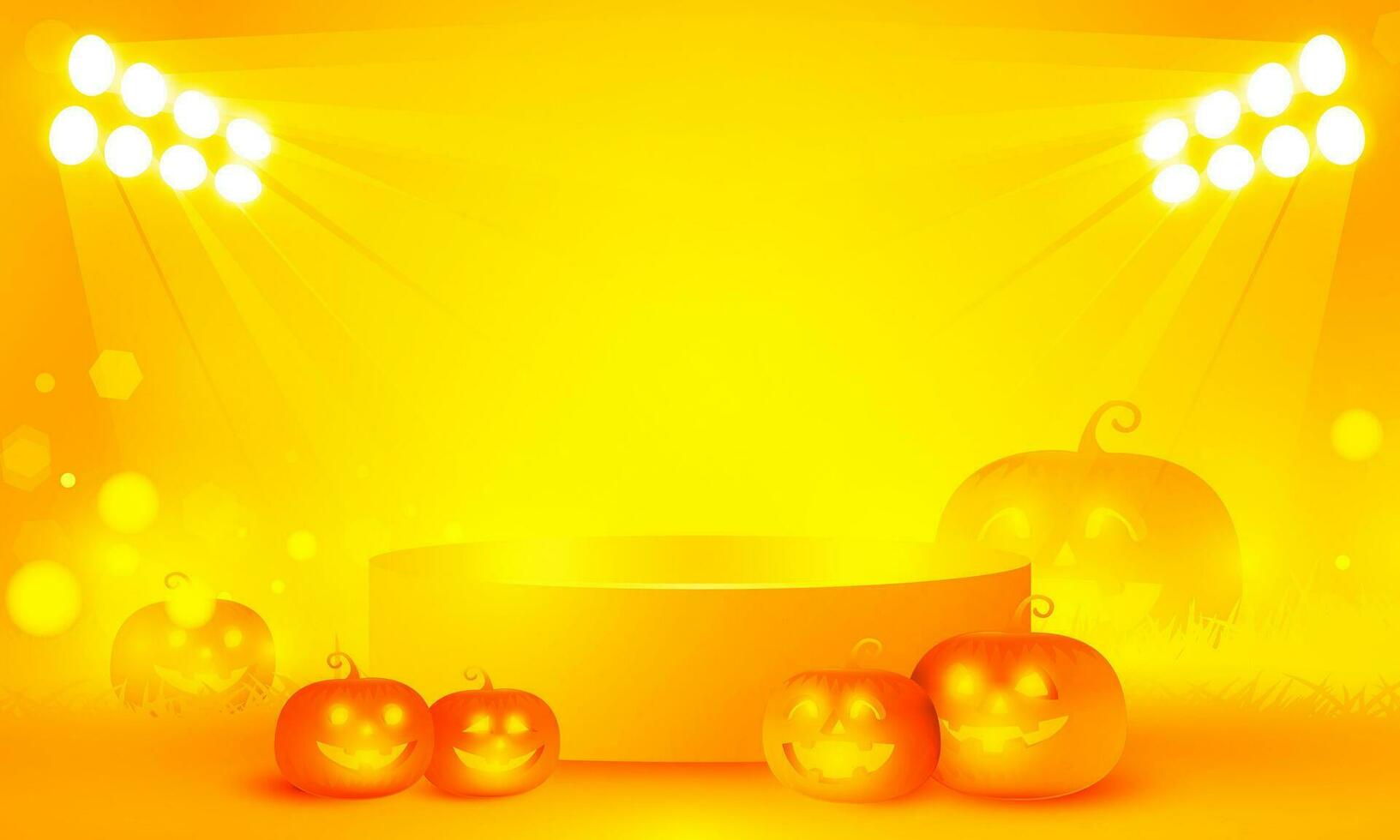 resumen bokeh ligero oro color con suave ligero naranja antecedentes para oscuro linda Víspera de Todos los Santos calabazas vector magia fiesta póster diseño.