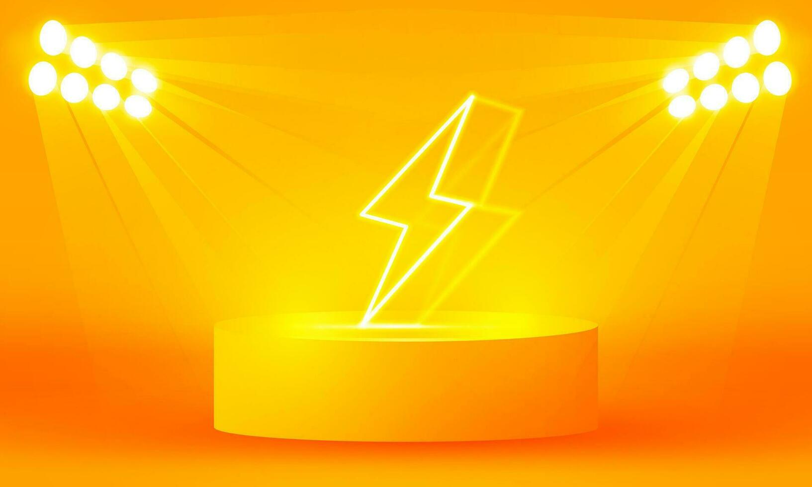 bolt golden lights on the stage light floodlights vector design.