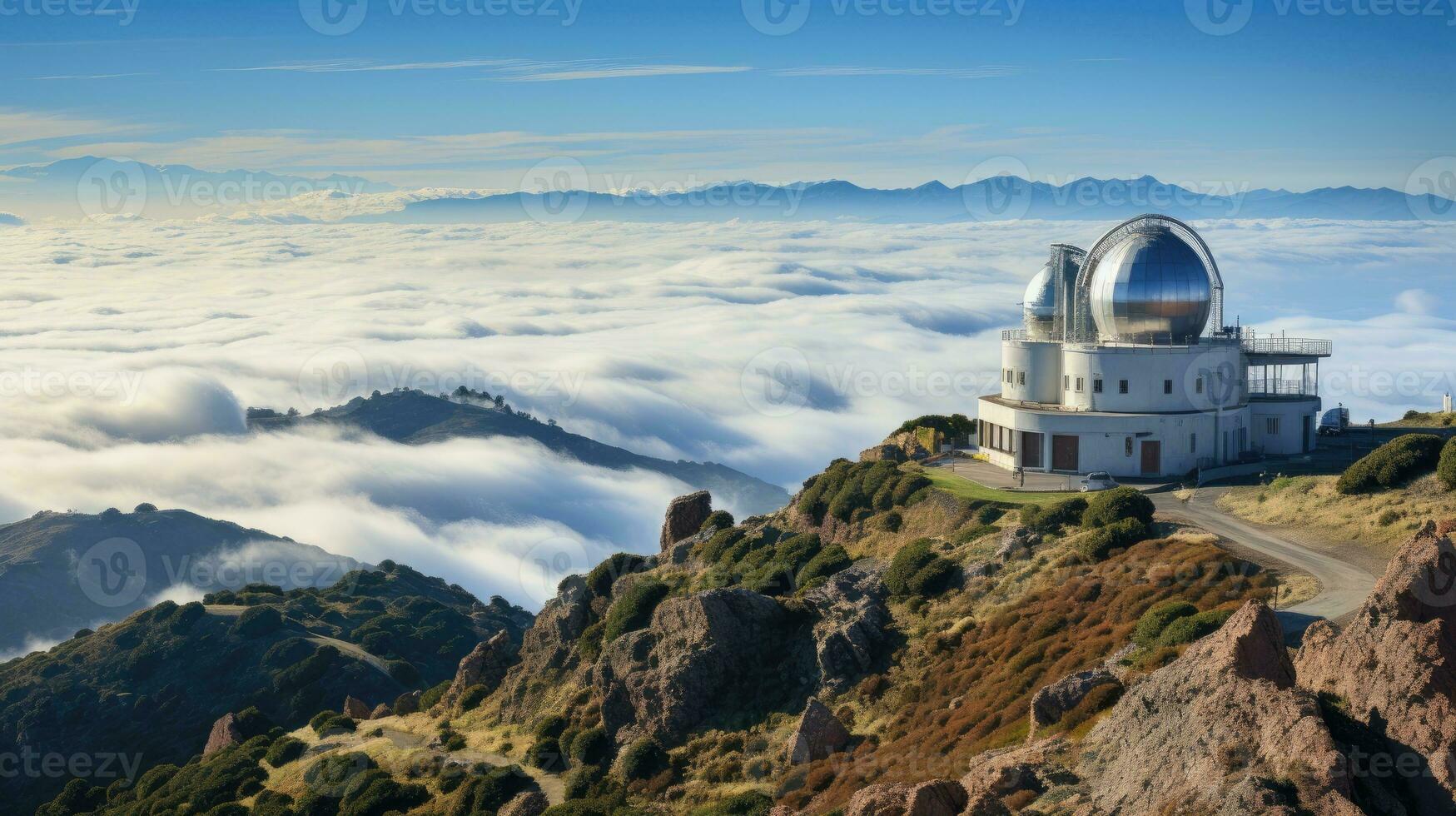 Huge astronomical observatory against the blue sky. photo
