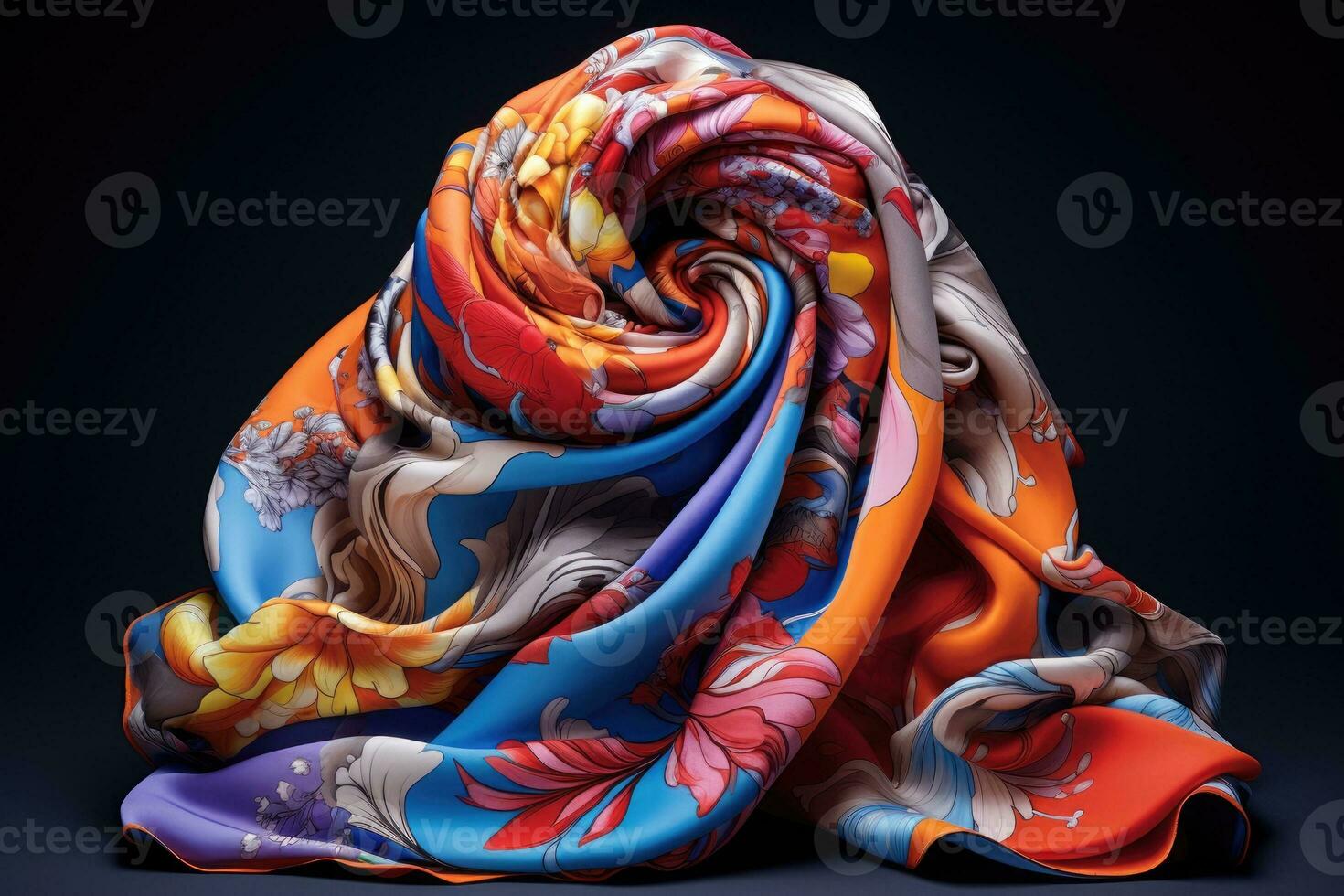 Silk scarf isolated on black background photo