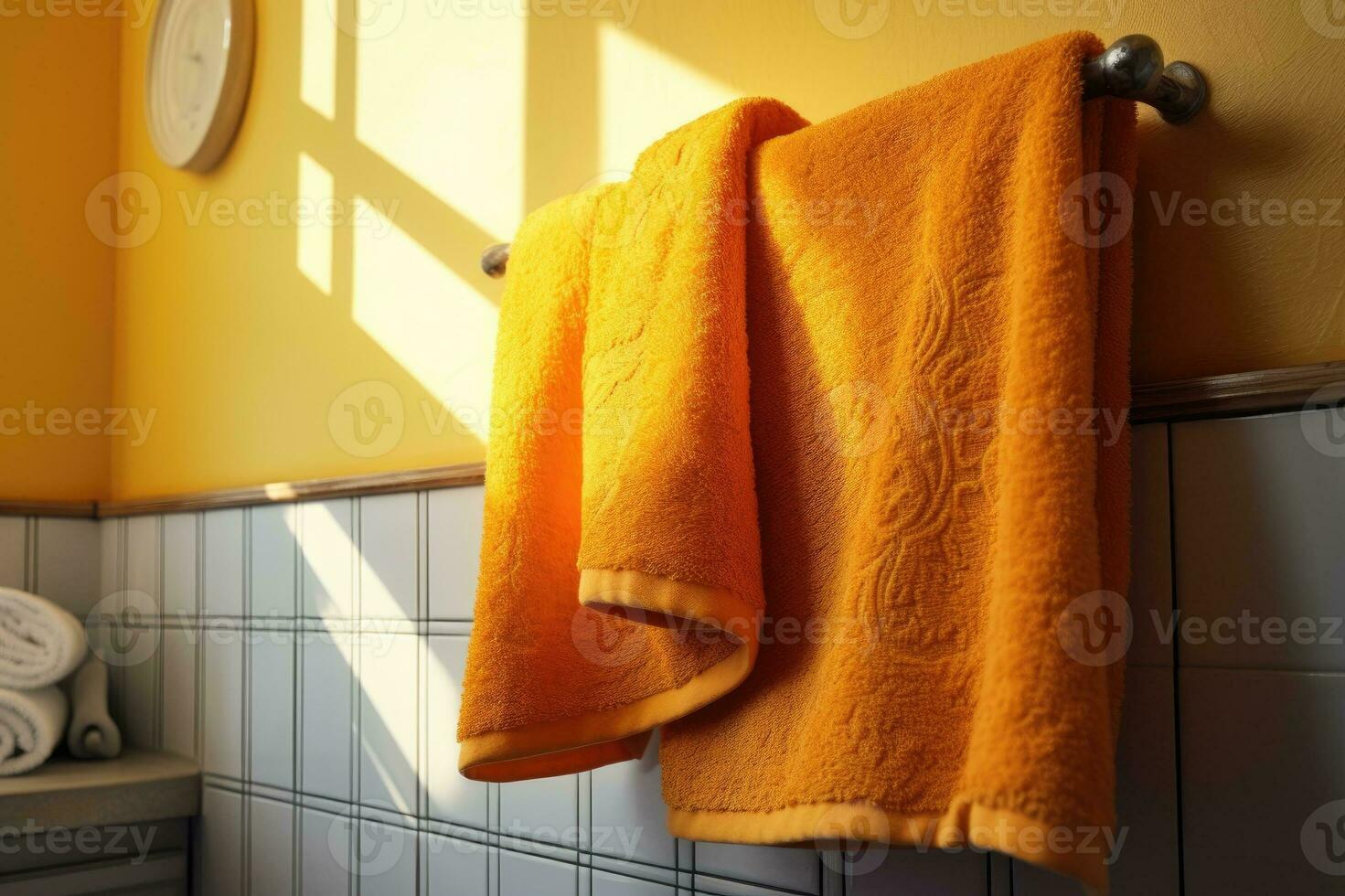 Towels prepared for guest use. photo