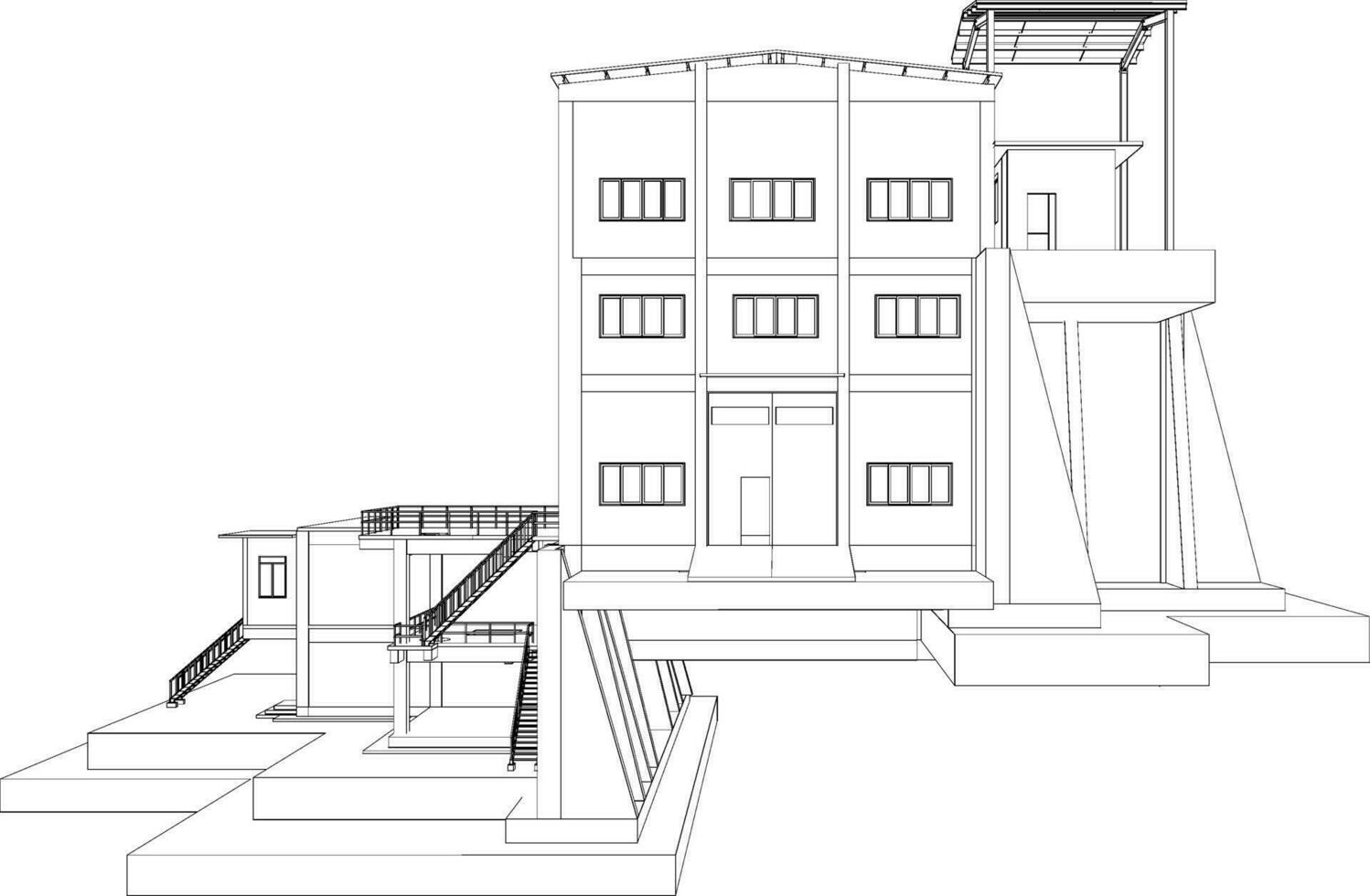 3d ilustración de industrial edificio vector