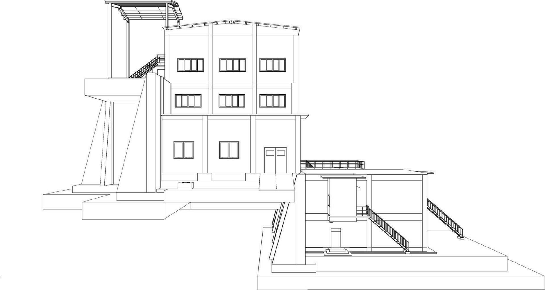 3D illustration of industrial building vector