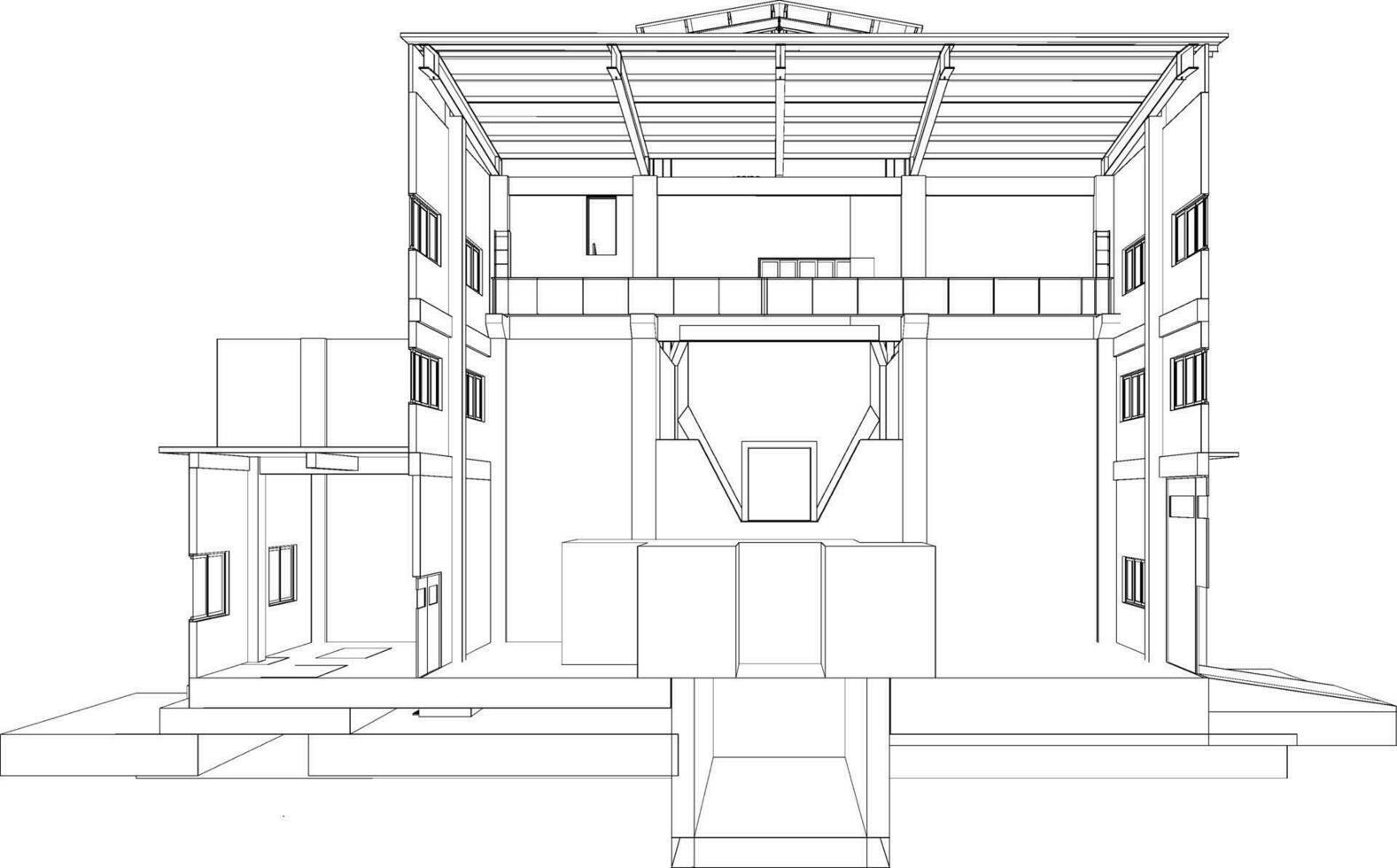 3d ilustración de industrial edificio vector