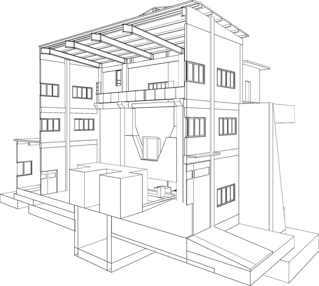 3d ilustración de industrial edificio vector