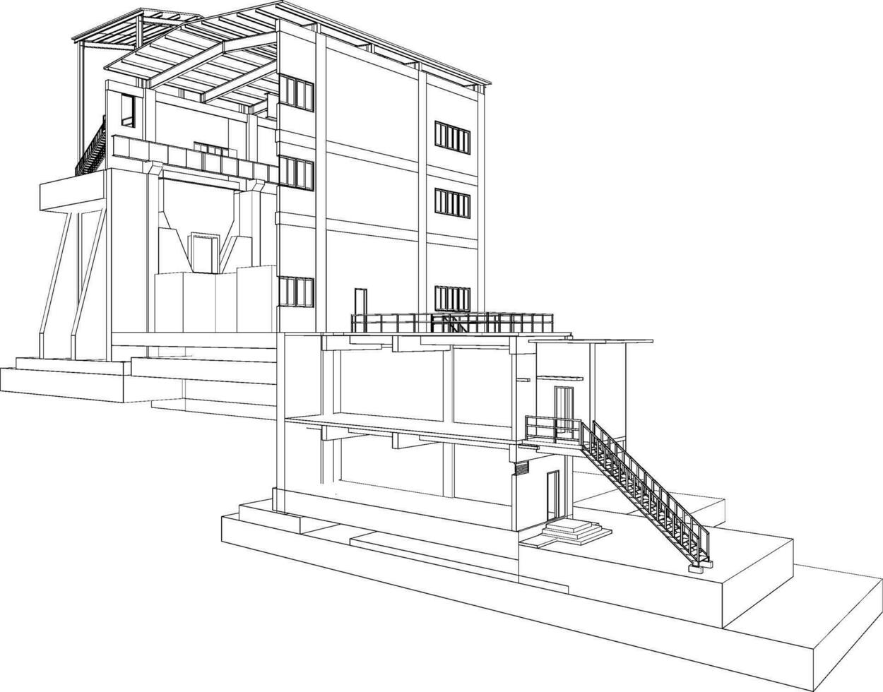 3d ilustración de industrial edificio vector