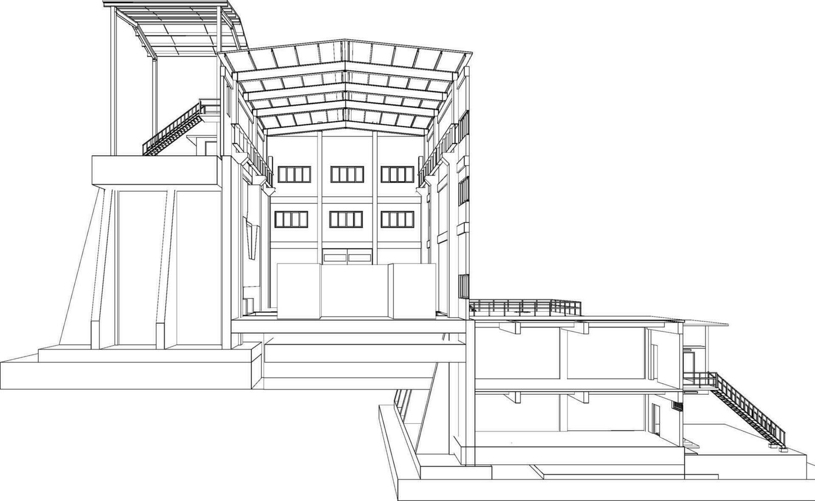 3D illustration of industrial building vector