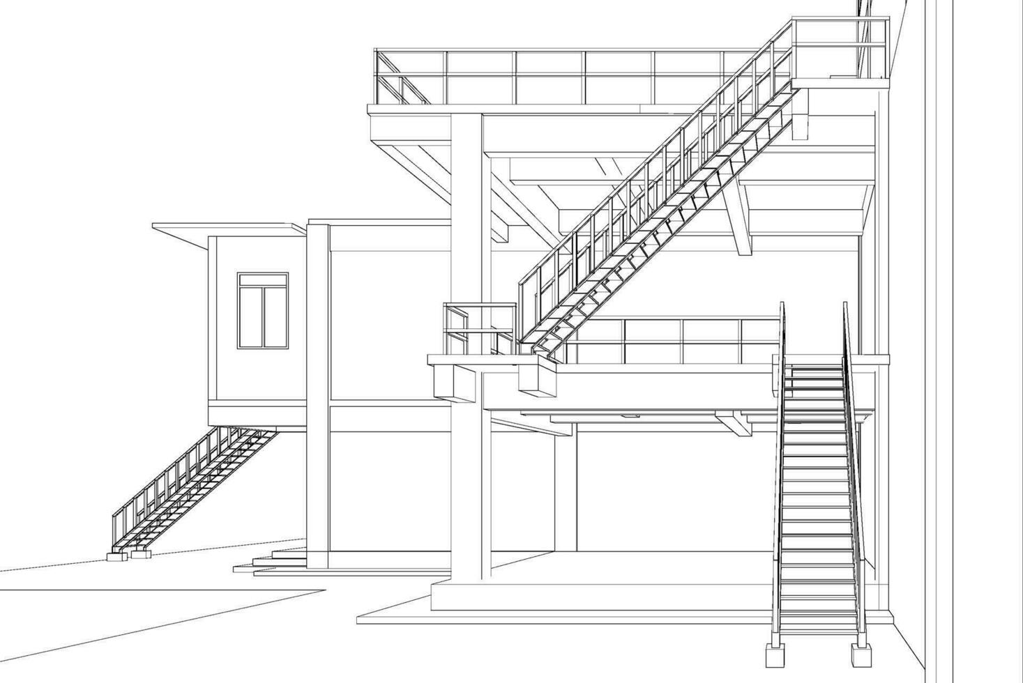 3d ilustración de industrial edificio vector