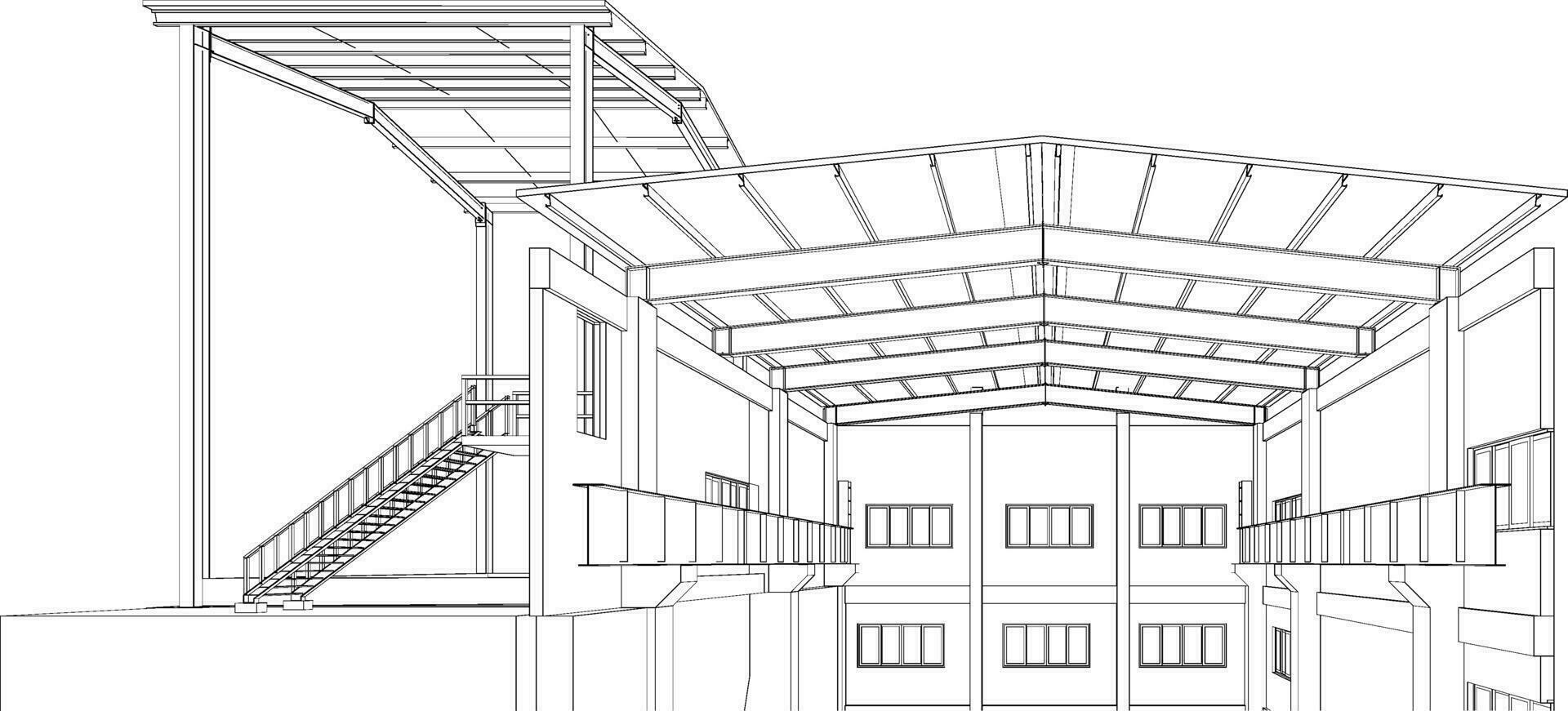 3D illustration of industrial building vector