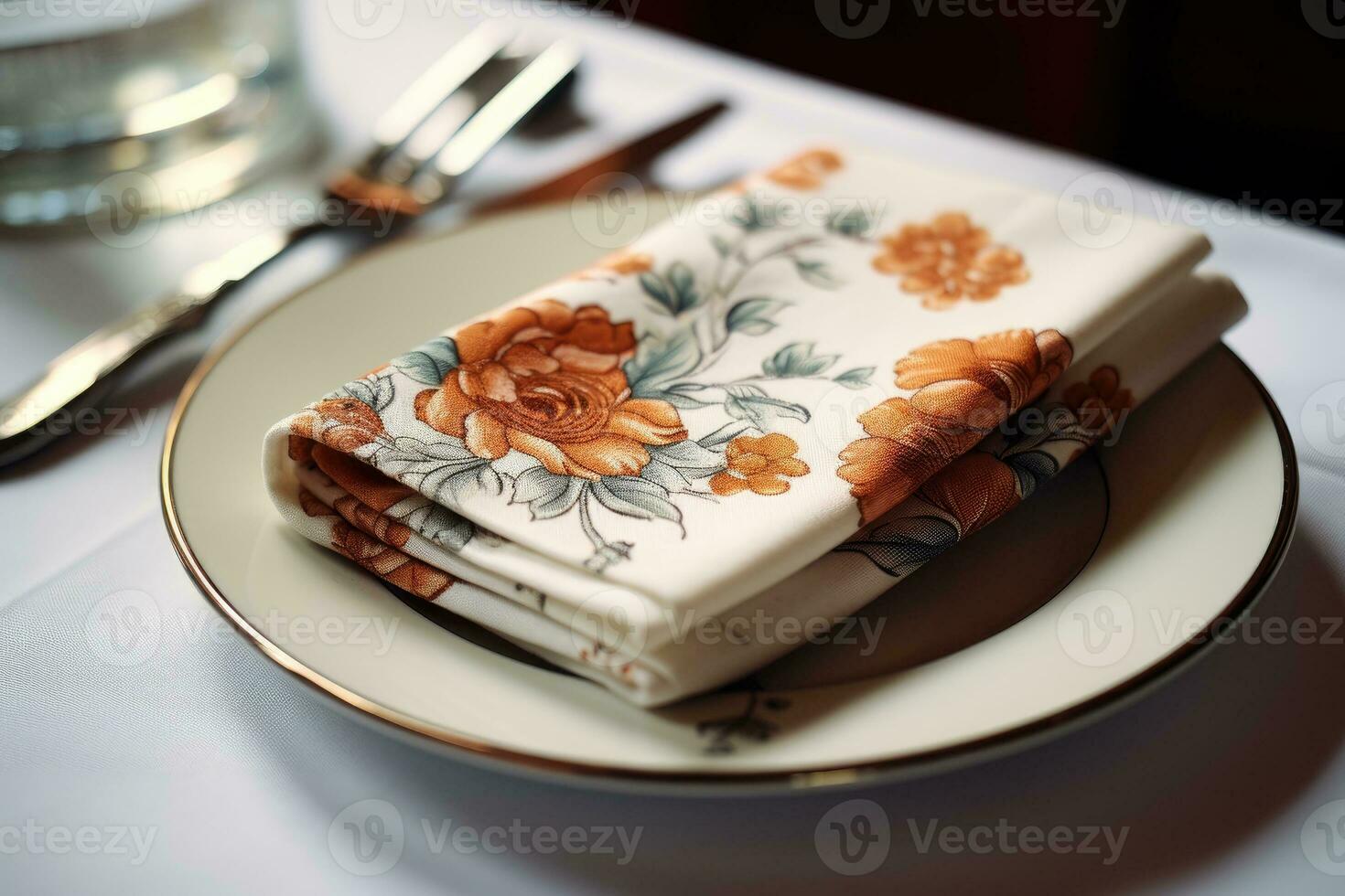 Napkins on a wooden table photo