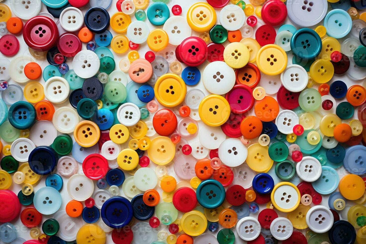 Collection of different multi colored buttons. photo