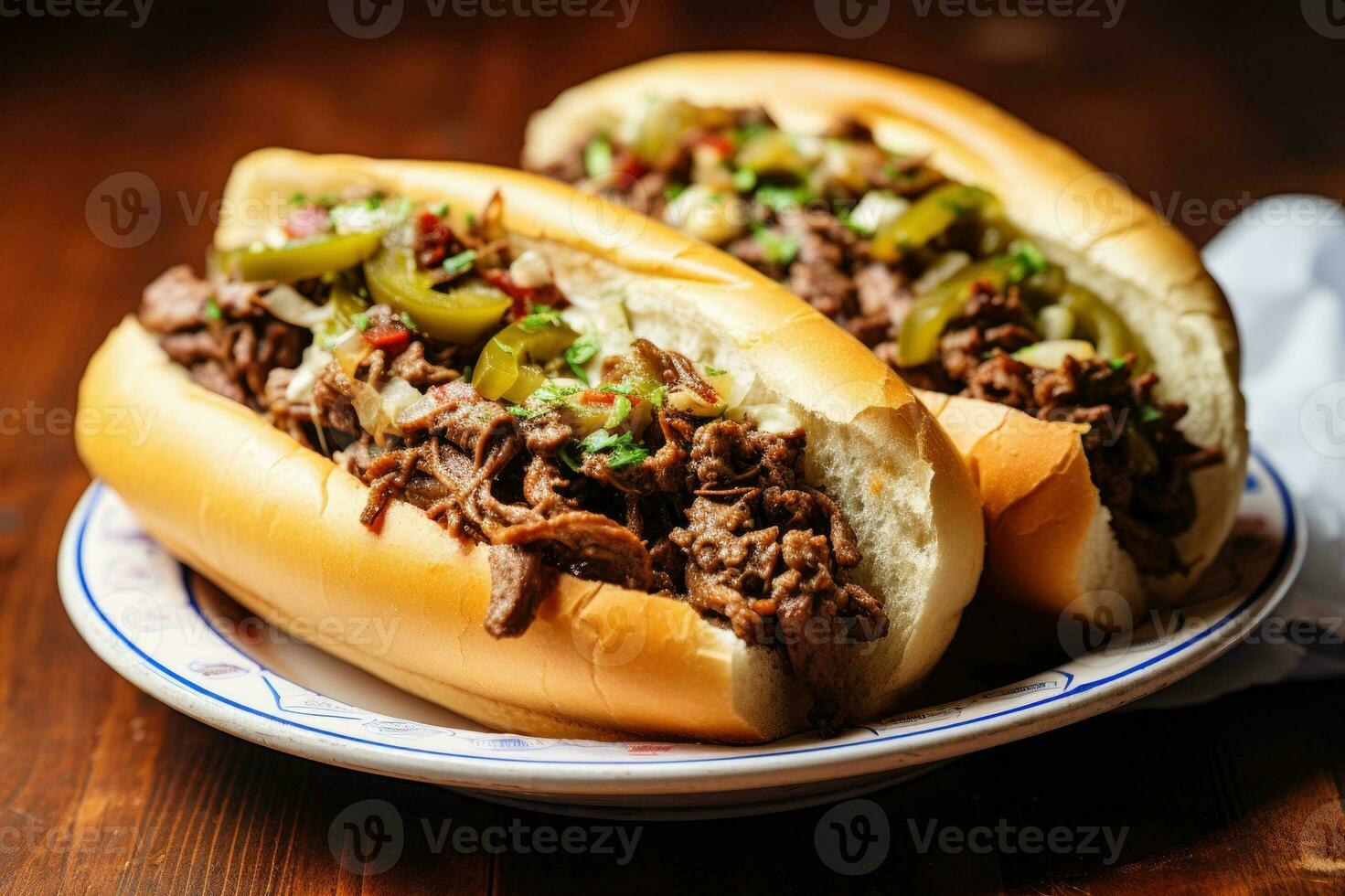 Delicious Philadelphia Cheesesteak. Generative AI photo
