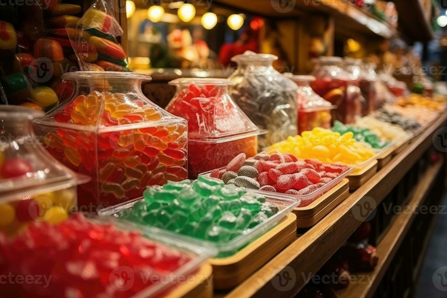 europeo Navidad mercados, comprando caramelo desde mercado foto