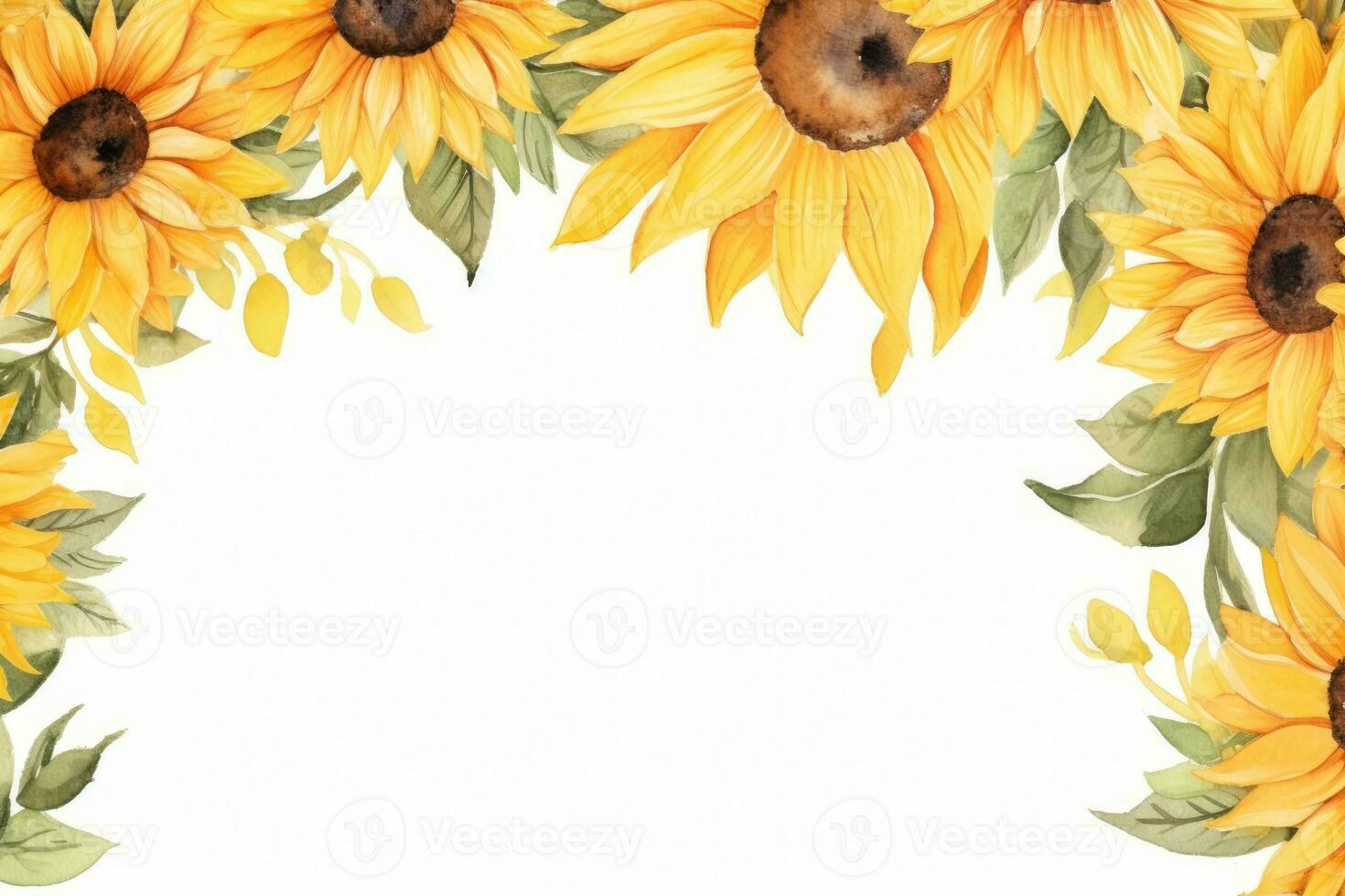 Watercolor sunflower frame photo