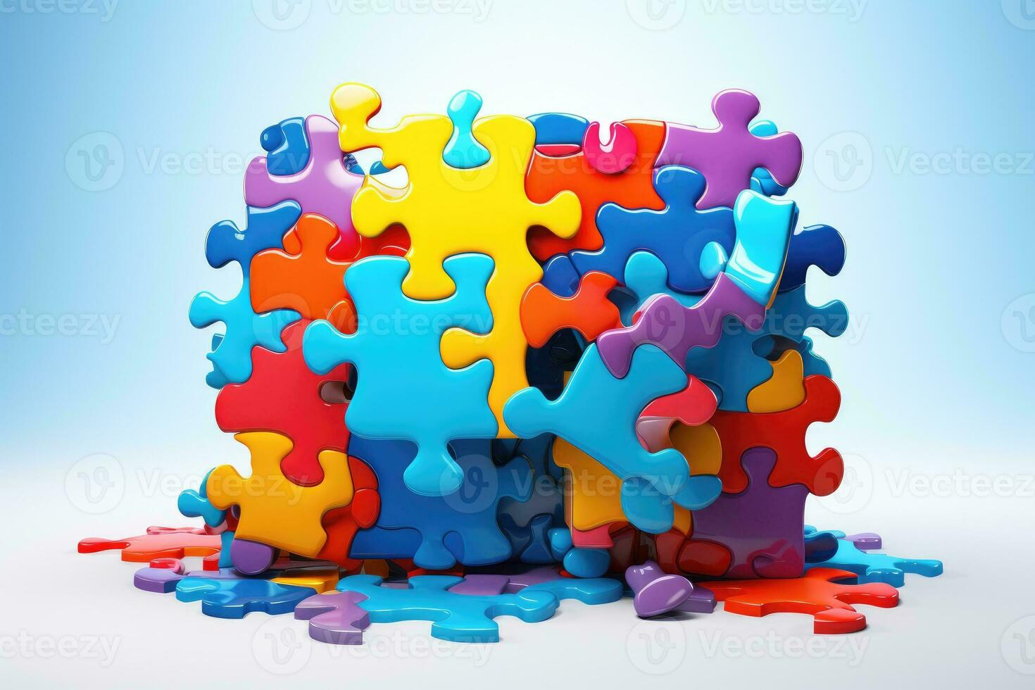 Multi colored puzzle pieces photo