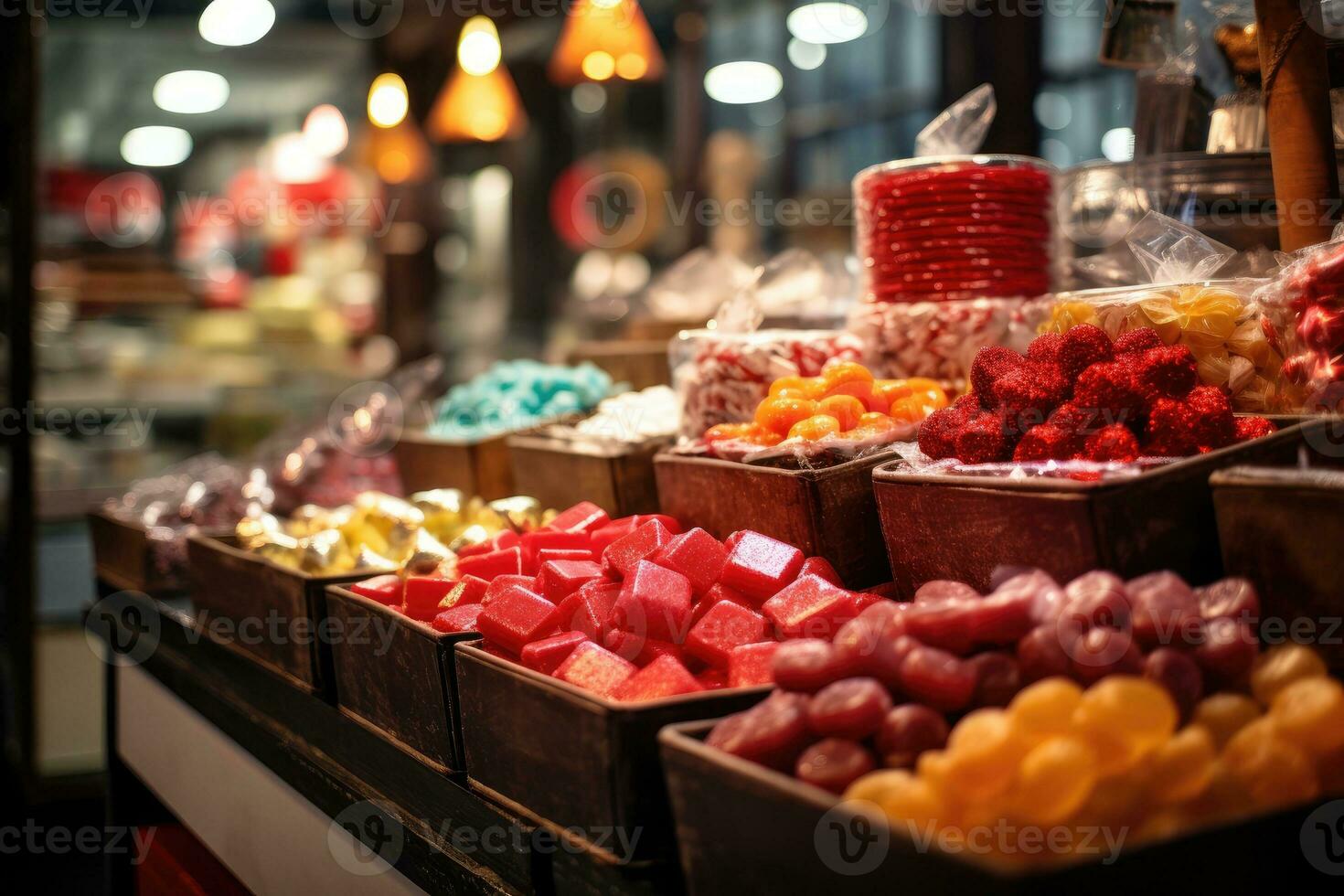 europeo Navidad mercados, comprando caramelo desde mercado foto