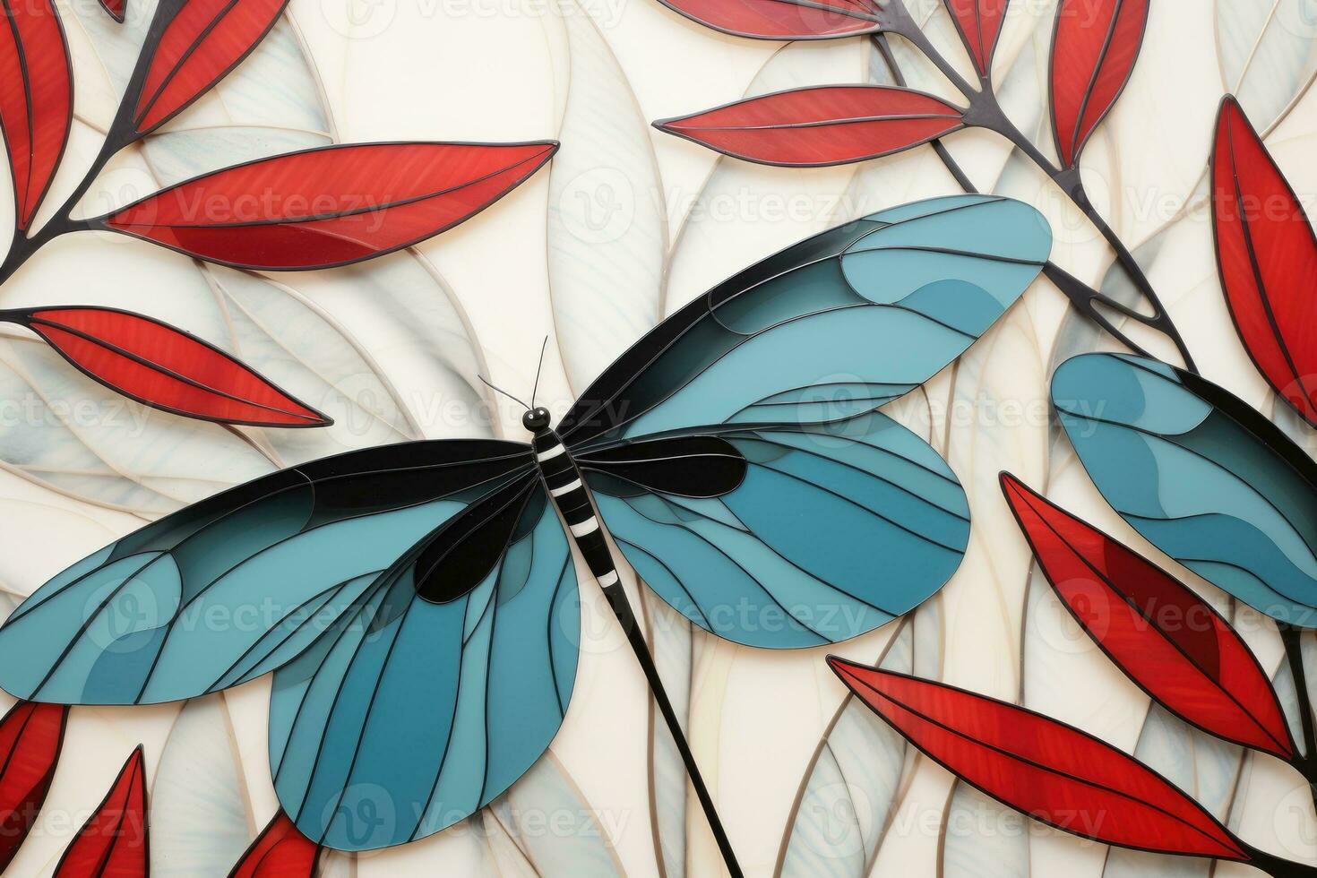 Mosaic of colorful dragonfly photo