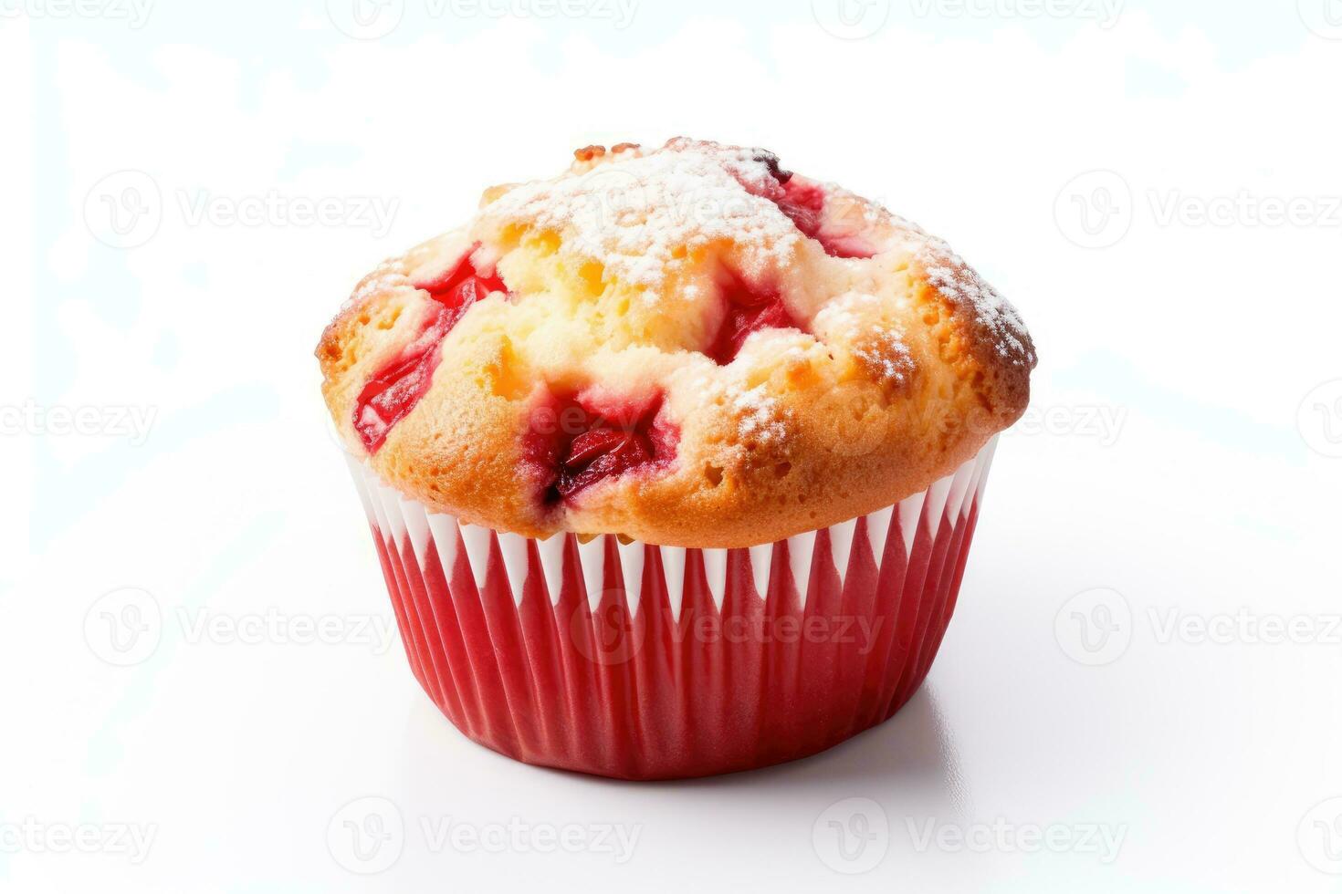 One strawberry muffin white background photo