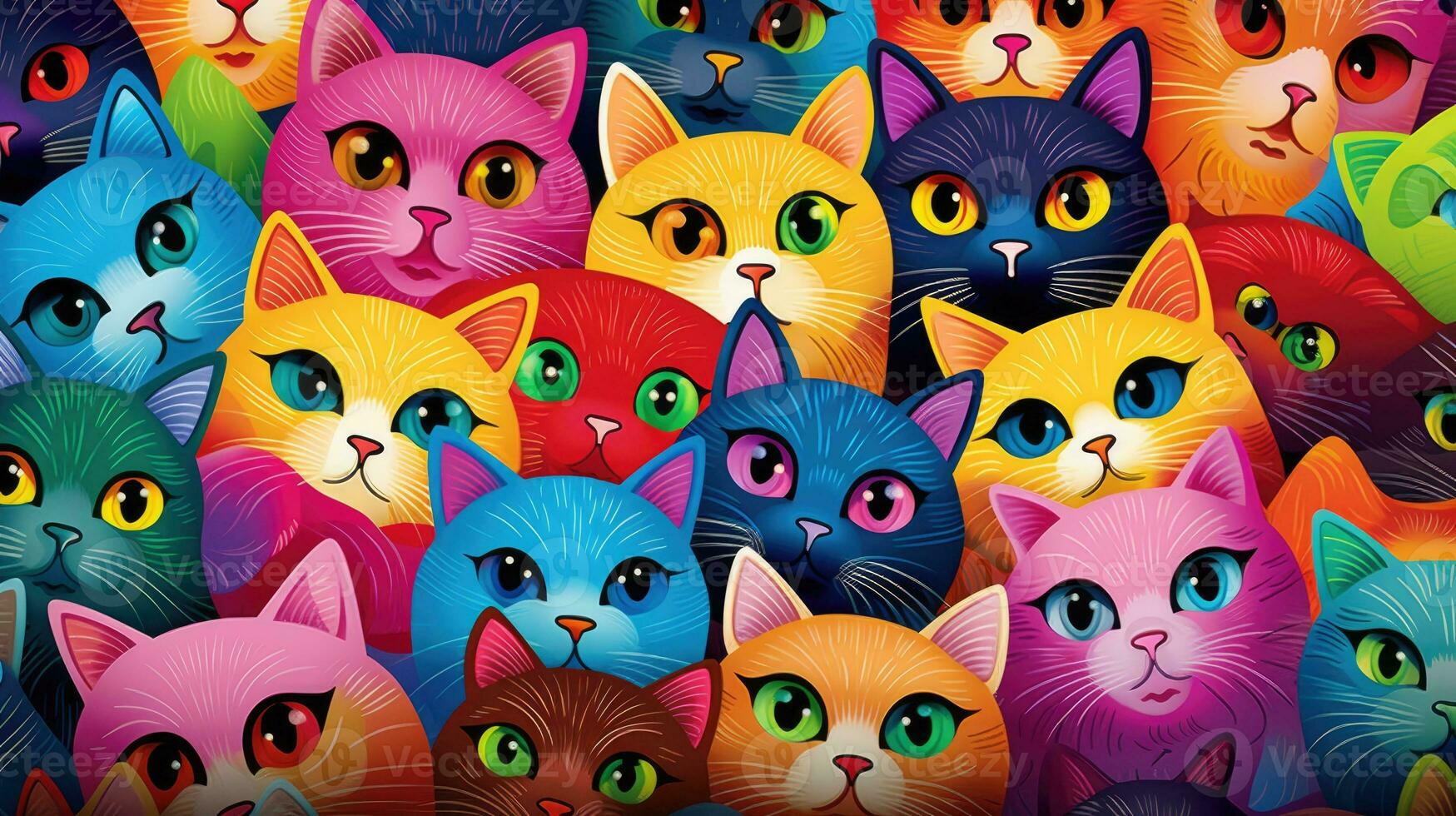ilustración de vistoso dibujos animados gatos foto