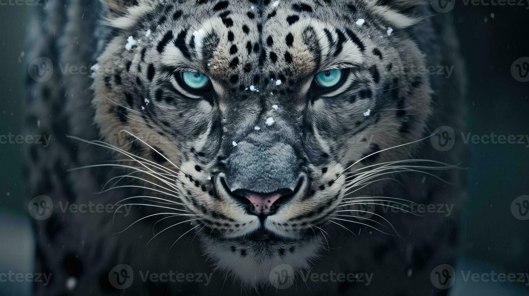 Front view of a fierce snow leopard. Generative AI photo