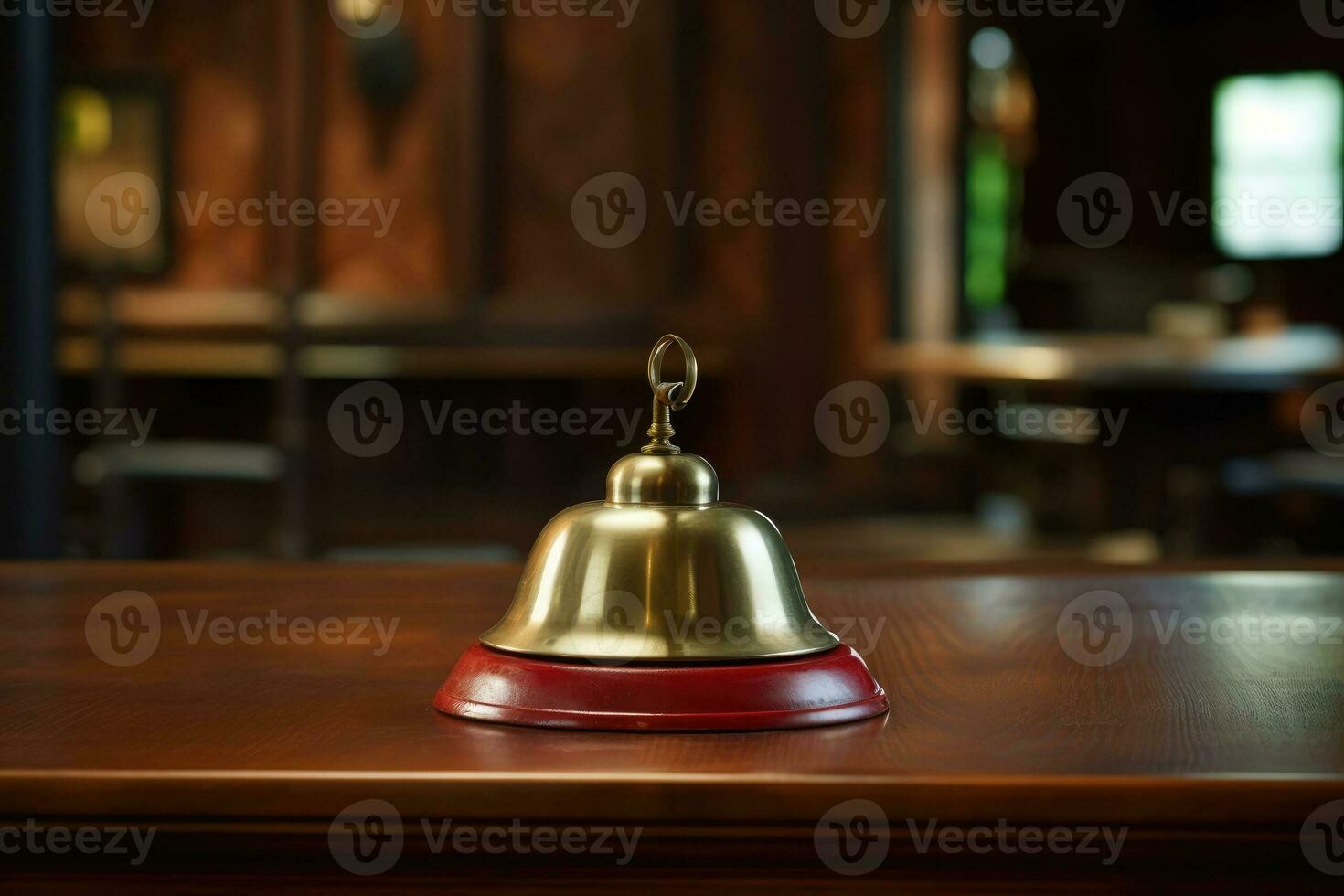 Hotel ring bell on counter desk at front reception. photo