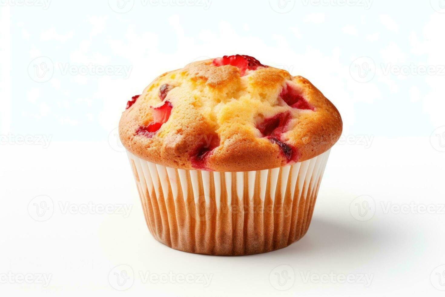 One strawberry muffin white background photo