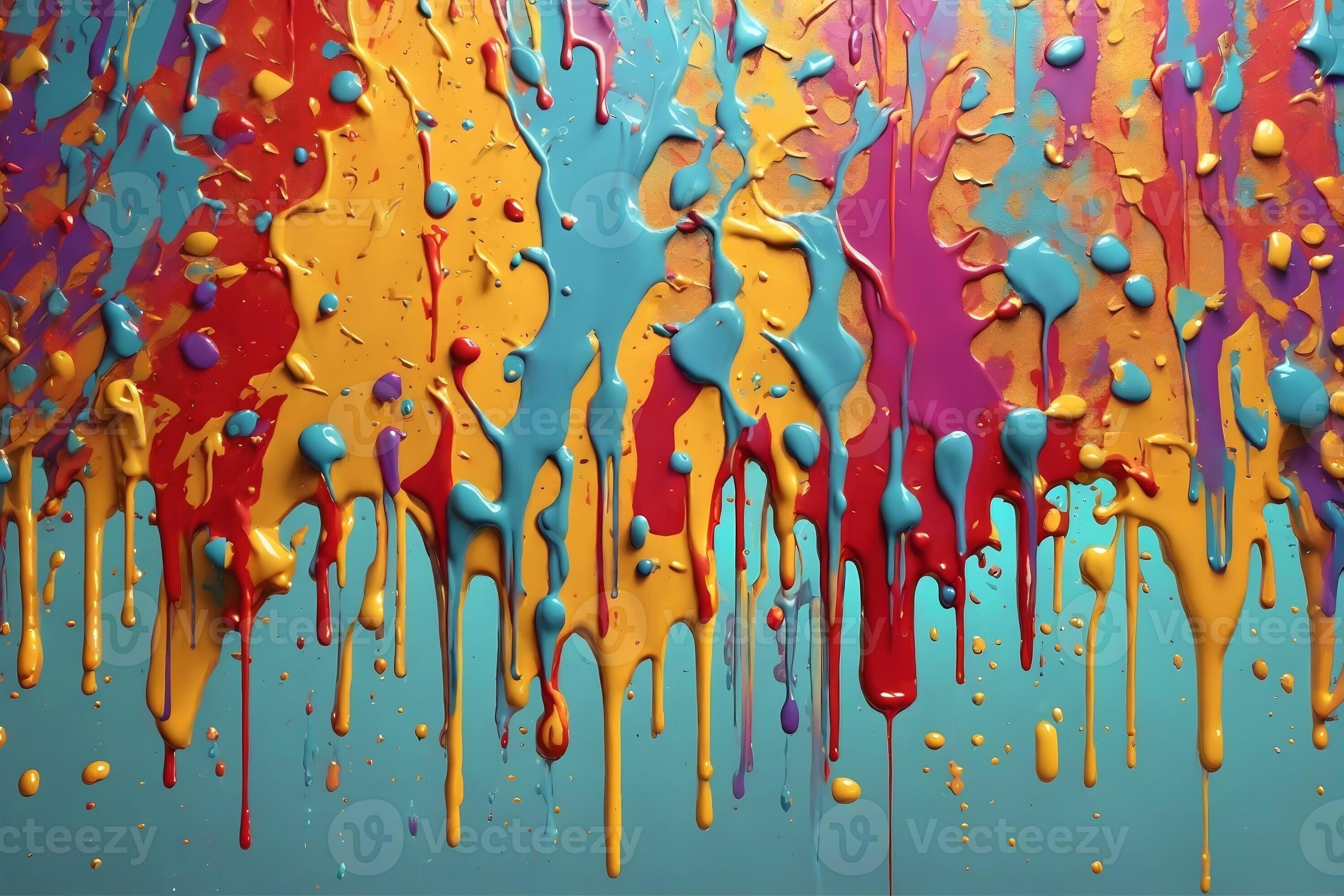 Dripping Paint Texture, Colorful Dripping Paint Background, Paint