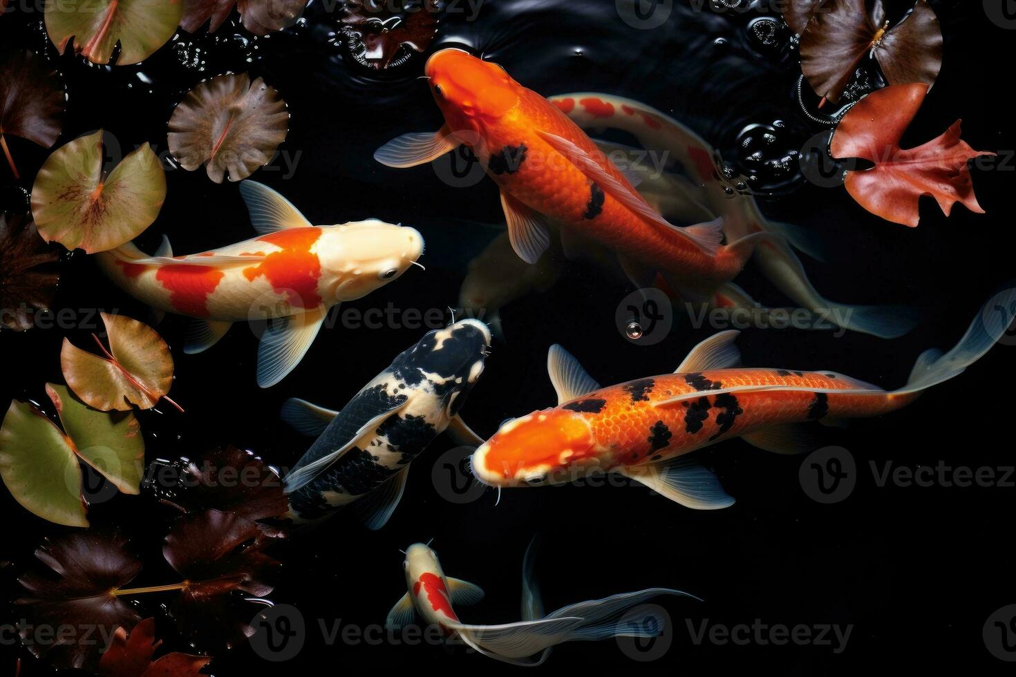 Japanese fishes under water pond photo