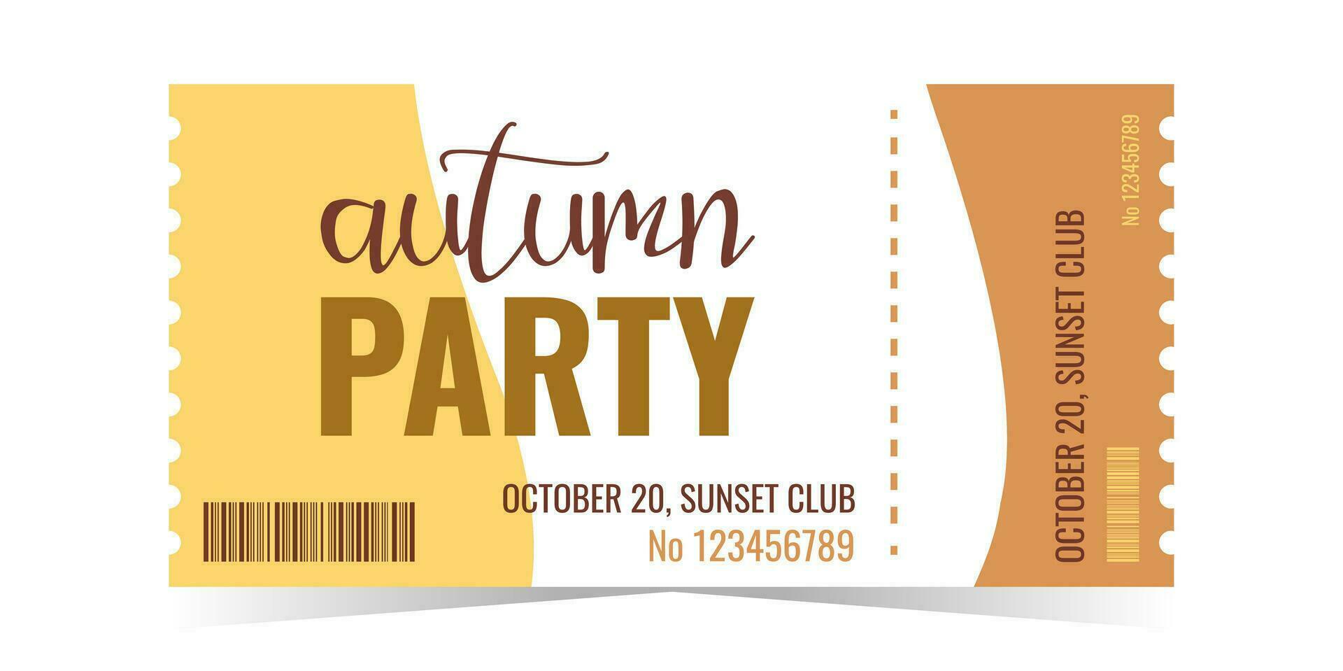The ticket layout template for autumn party. vector
