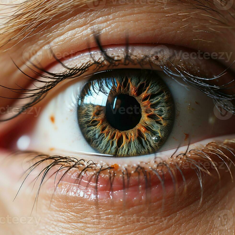 Macro image of human eye. Generative AI photo