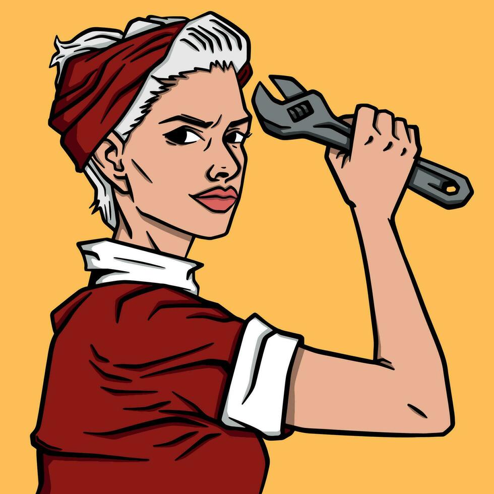 Cartoon illustration of mechanic girl vector