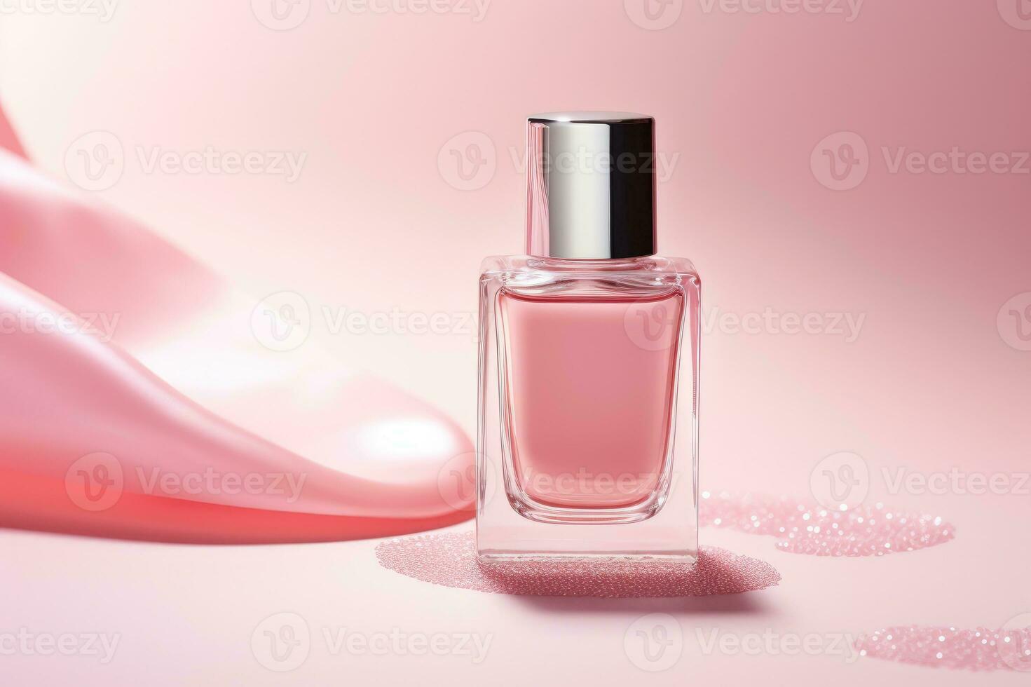 Pink nail polish bottle. photo