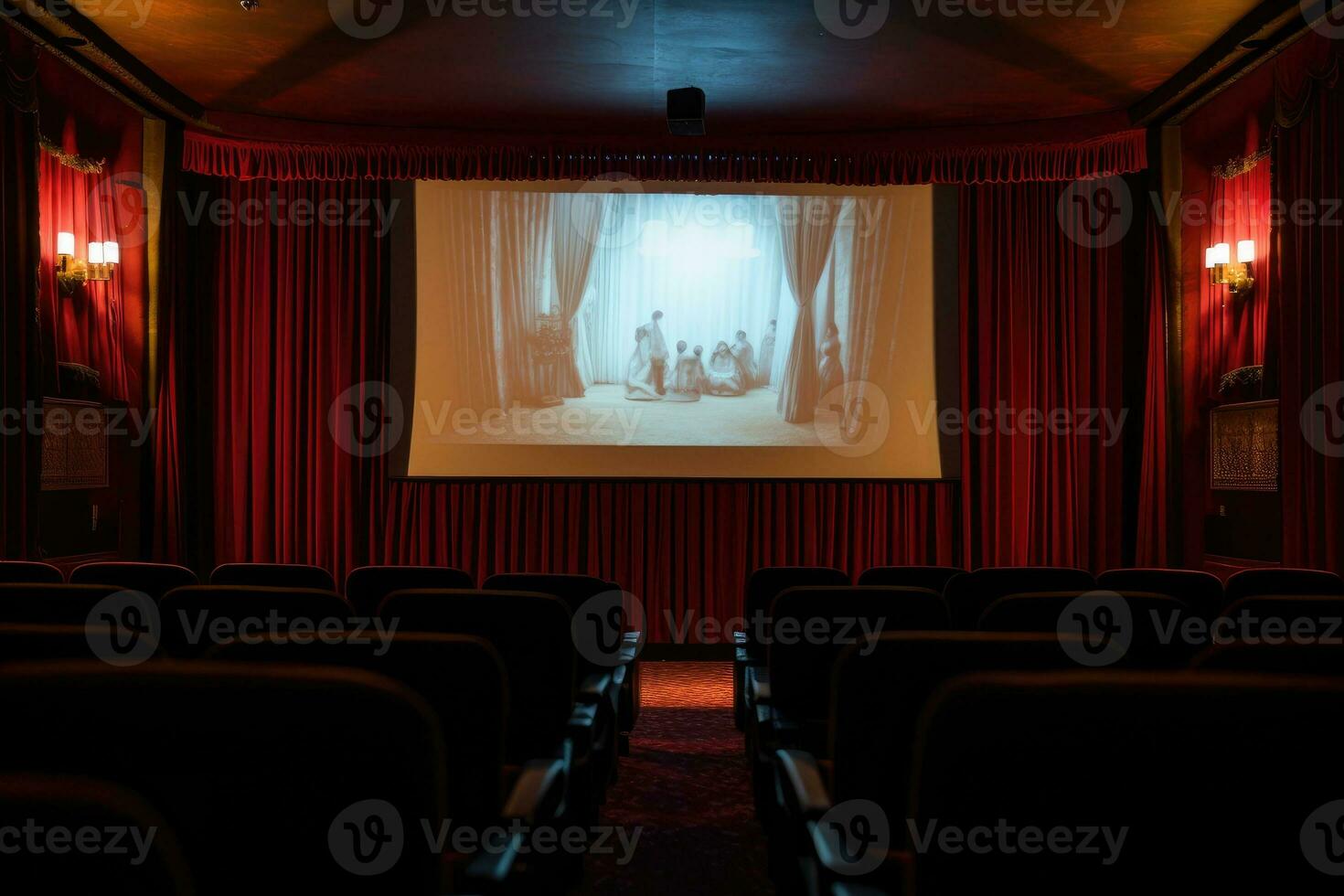 Empty movie theater and screen photo