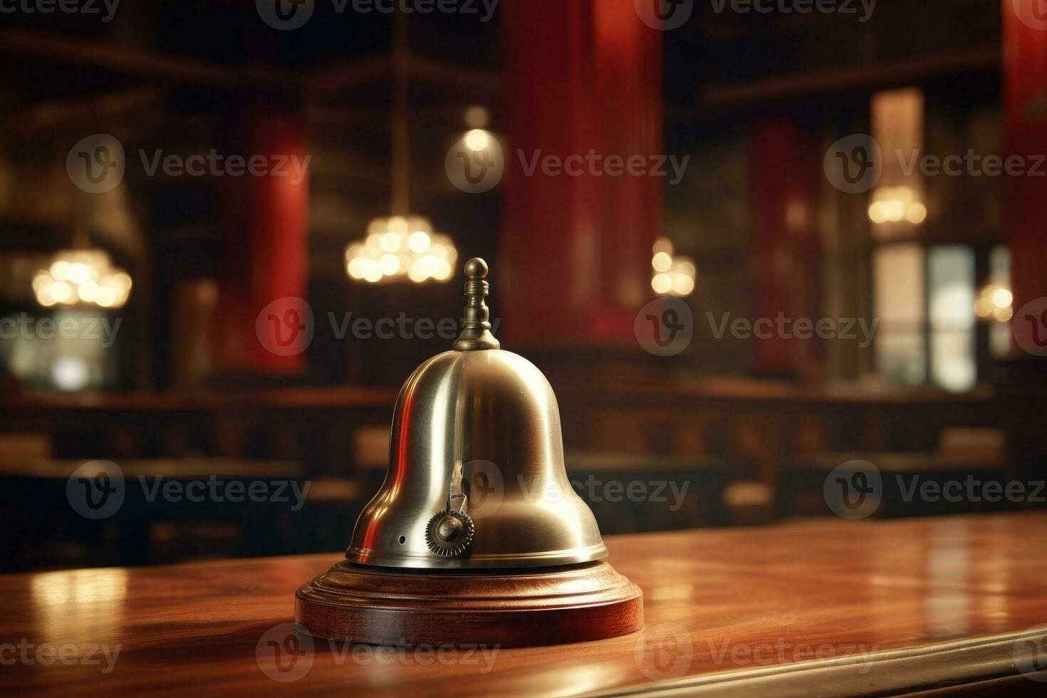 Hotel ring bell on counter desk at front reception. photo