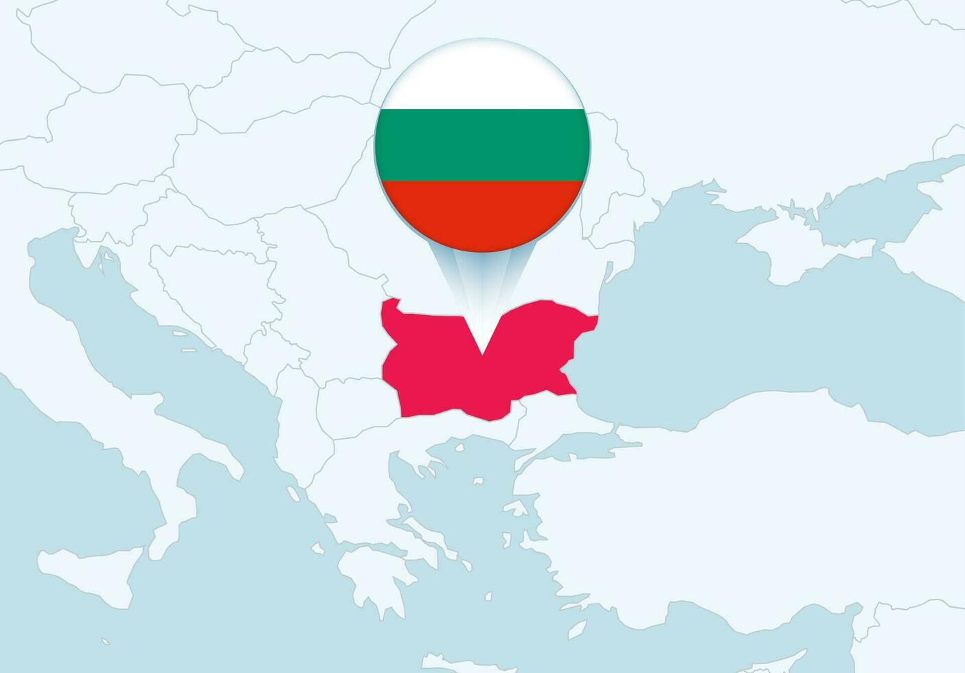 Europa con seleccionado Bulgaria mapa y Bulgaria bandera icono. vector