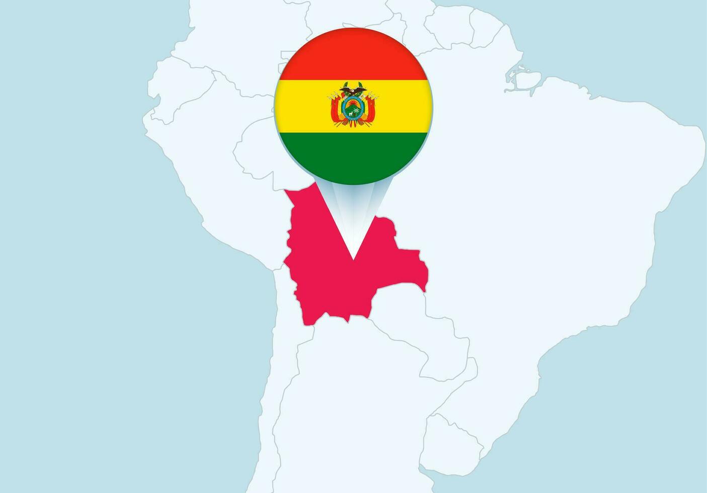 America con seleccionado bolivia mapa y bolivia bandera icono. vector