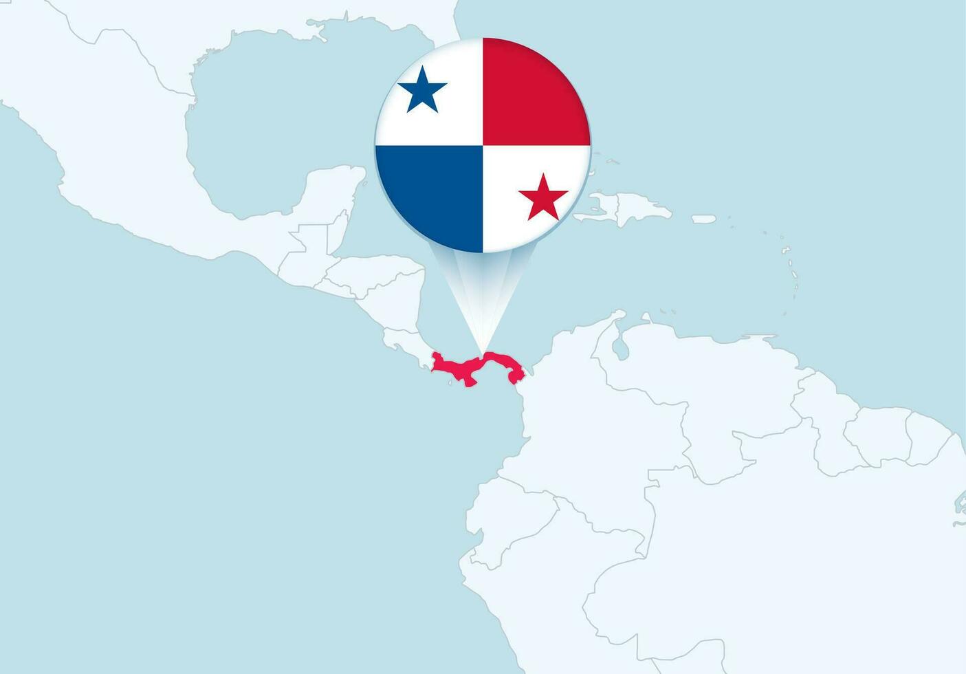 America with selected Panama map and Panama flag icon. vector