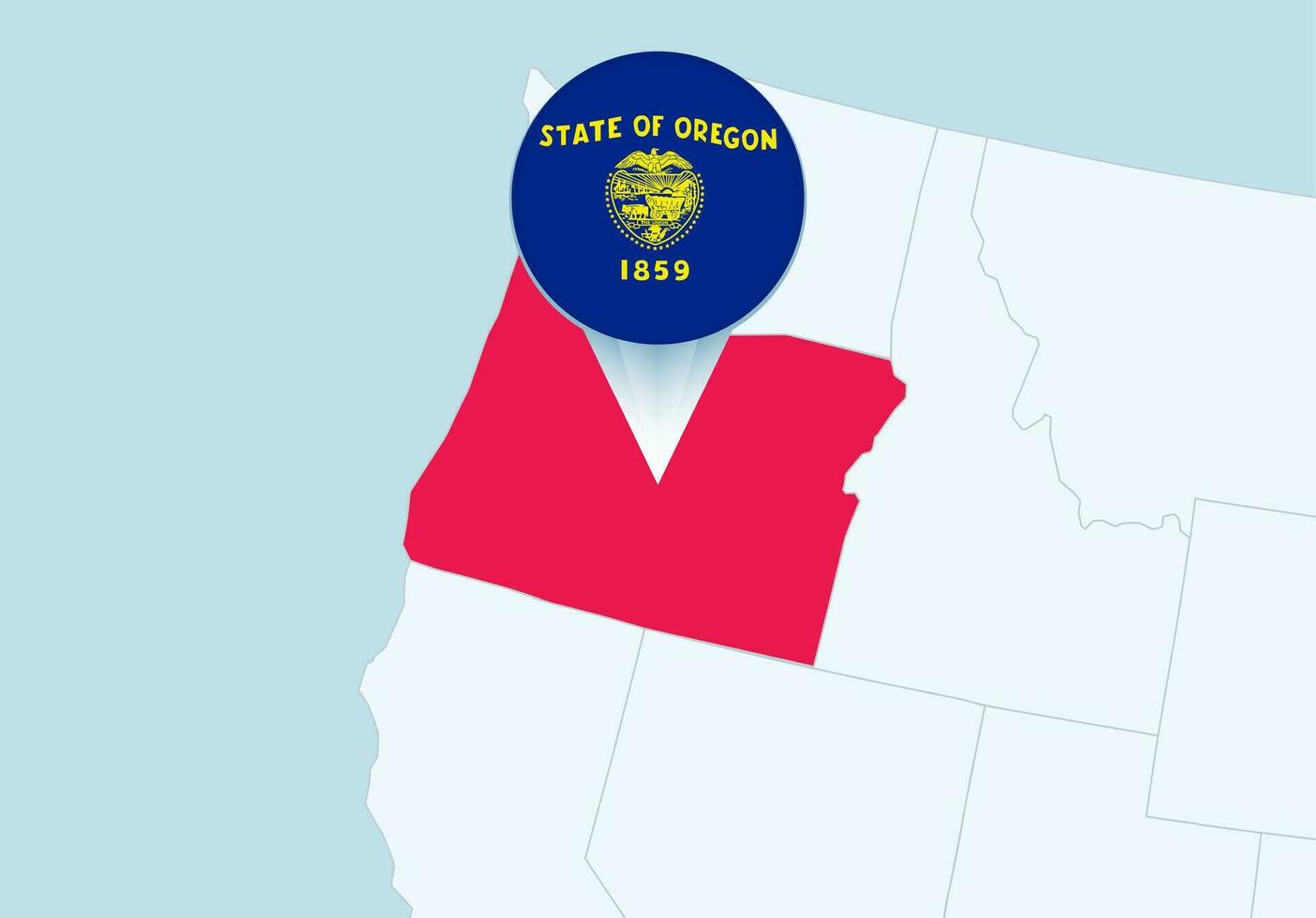 United States with selected Oregon map and Oregon flag icon. vector