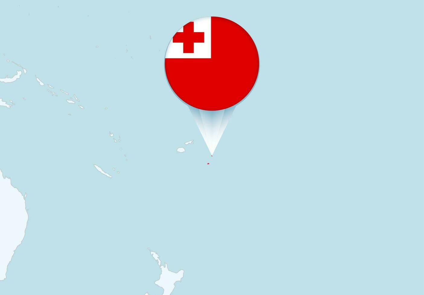 Oceanía con seleccionado tonga mapa y tonga bandera icono. vector