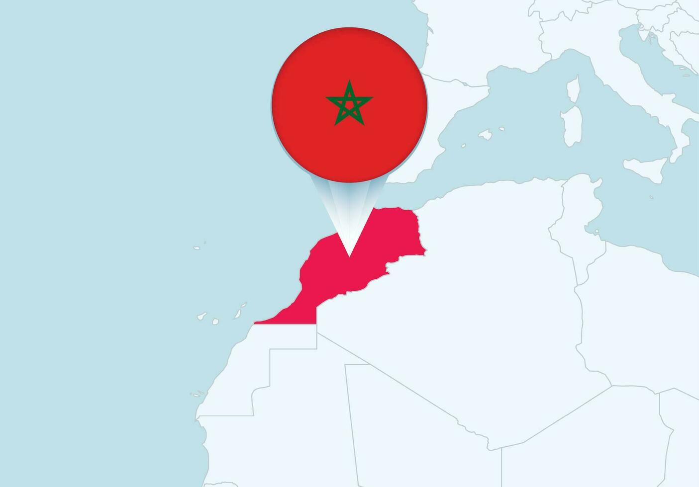 Africa with selected Morocco map and Morocco flag icon. vector