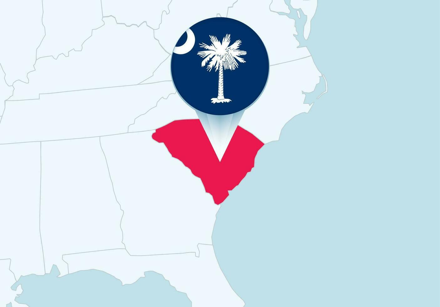 United States with selected South Carolina map and South Carolina flag icon. vector