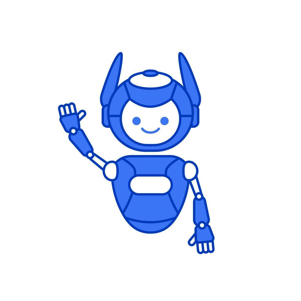 Robot character say Hi Hello vector illustration. Cute robot cartoon