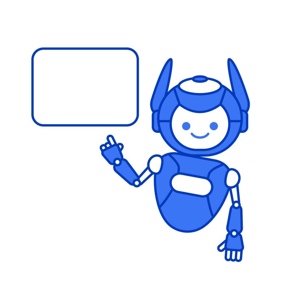 Robot holding blank poster banner or showing information vector