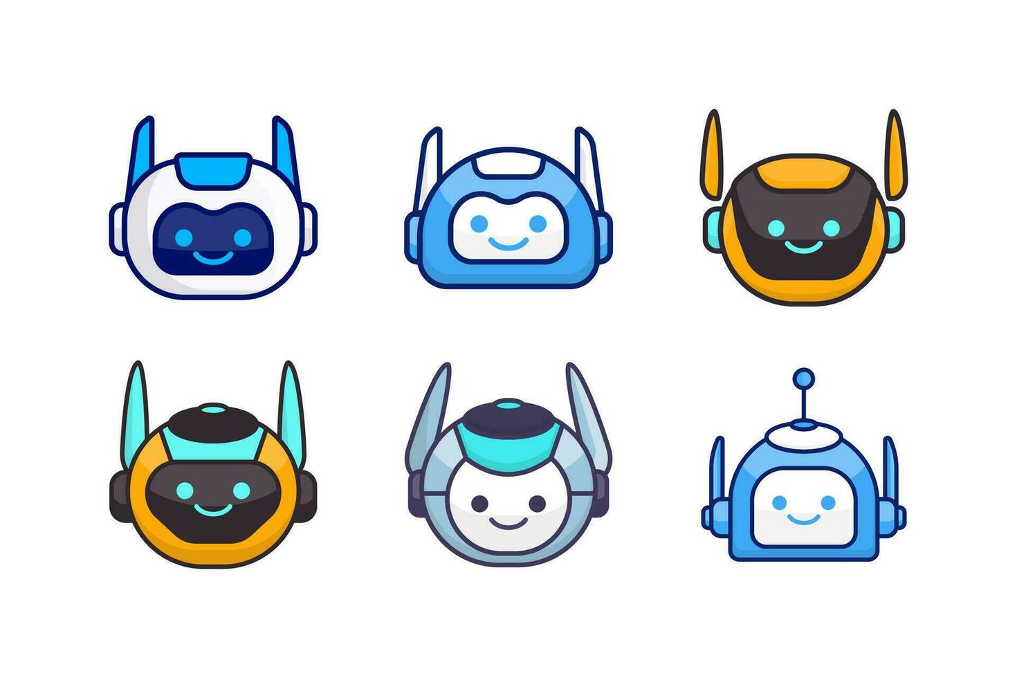 Robot Head Avatar Vector Design. Cartoon Mascot Robot Head Icon Design