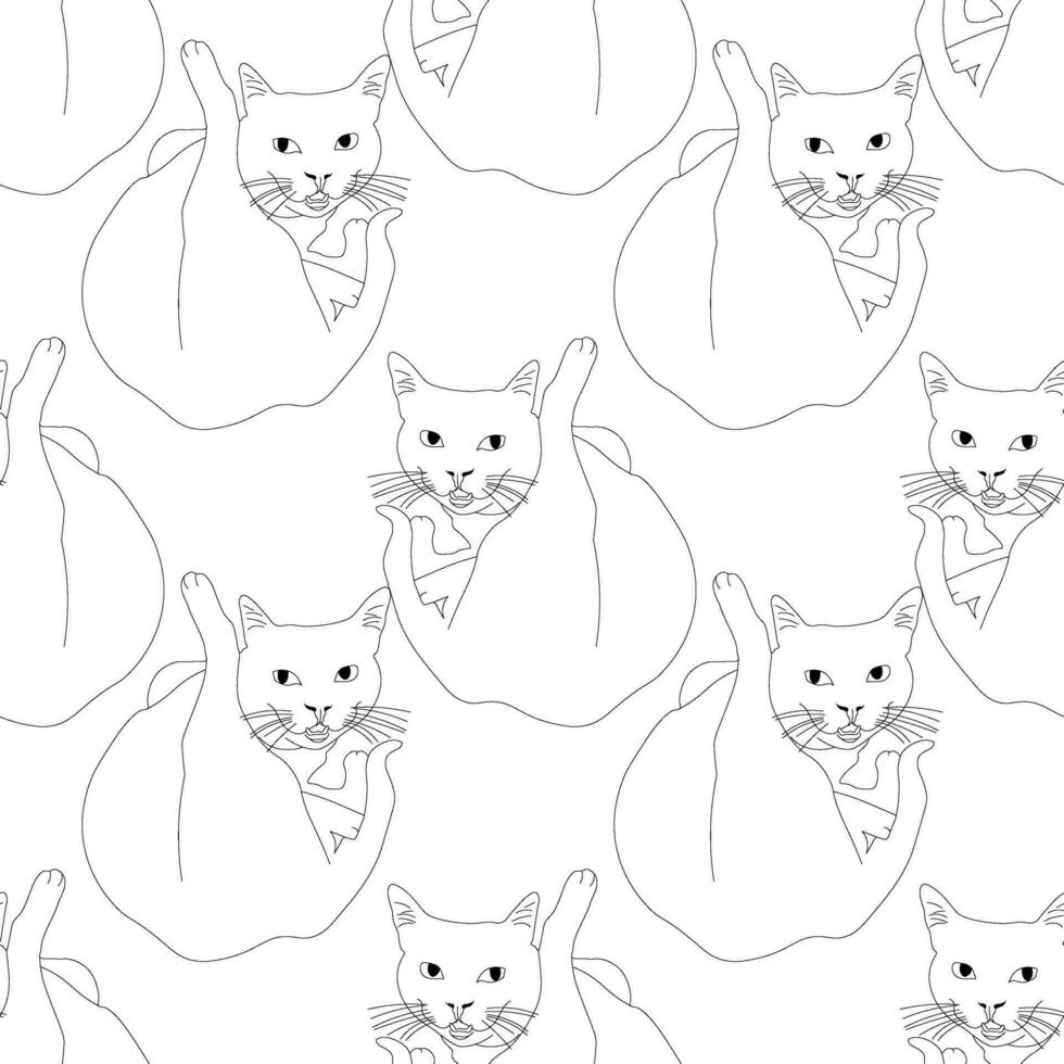 Seamless cat pattern. Funny cat background vector