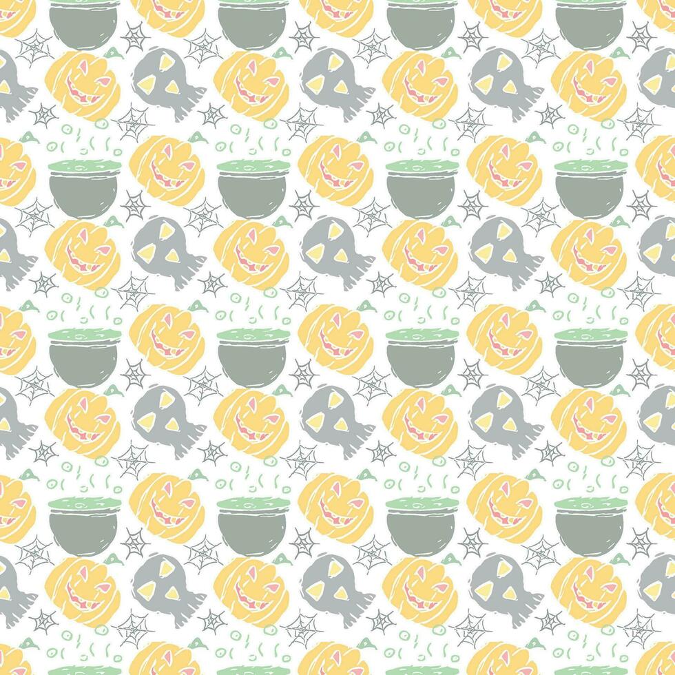 Seamless Halloween pattern. Doodle Halloween background vector