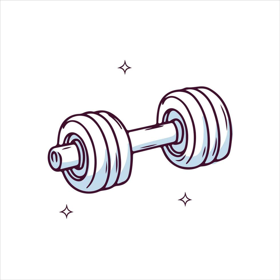 Hand drawn dumbbell. Doodle Sketch Vector Illustration